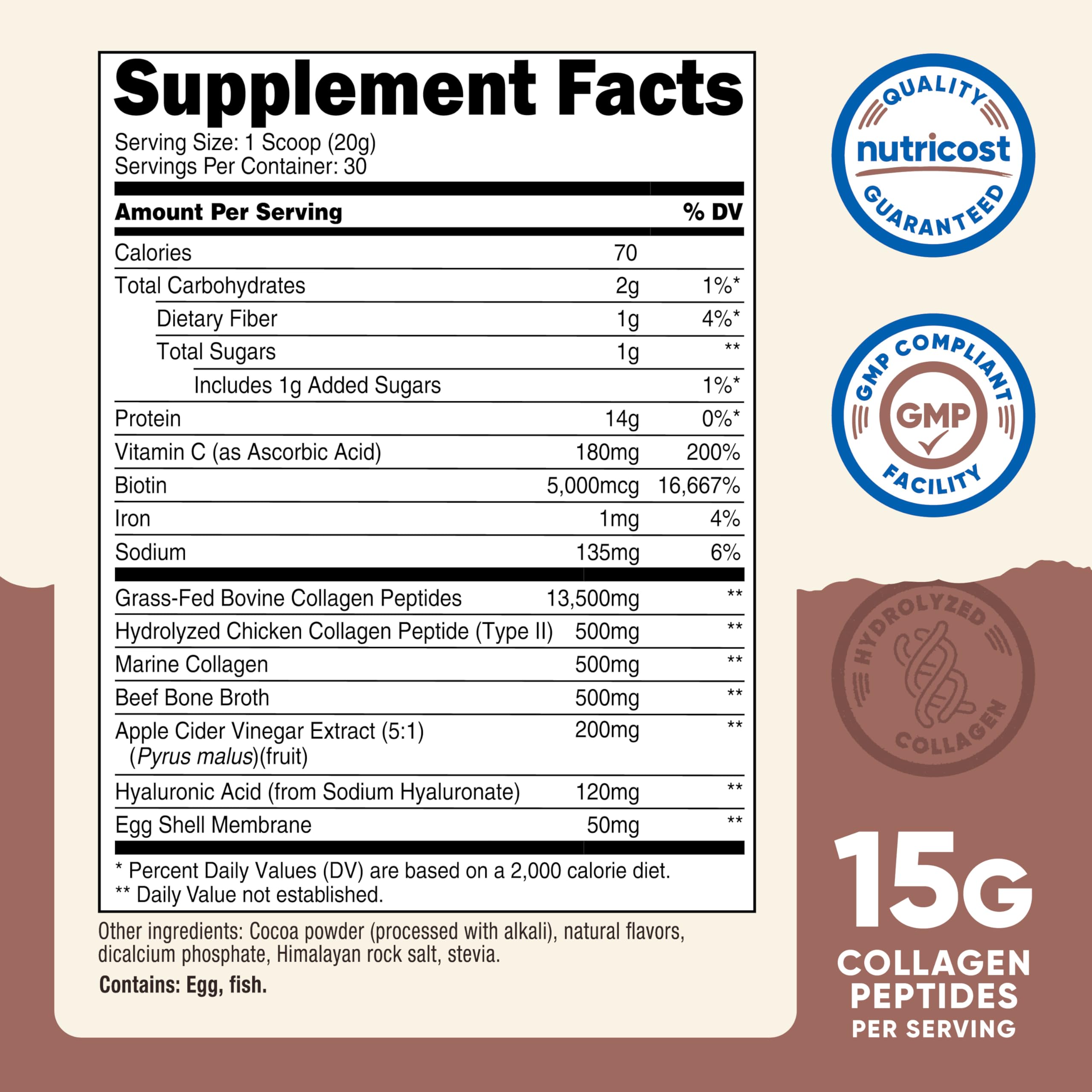 Nutricost Collagen Powder 689g Milk Chocolate Flavor packaging