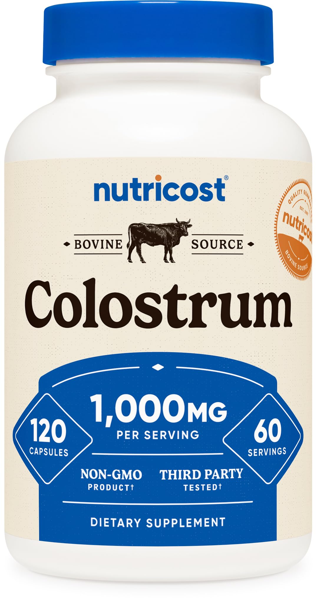 Nutricost Colostrum Capsules 1000mg bottle front view