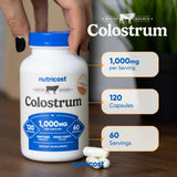 Nutricost Colostrum Capsules 1000mg bottle with lid