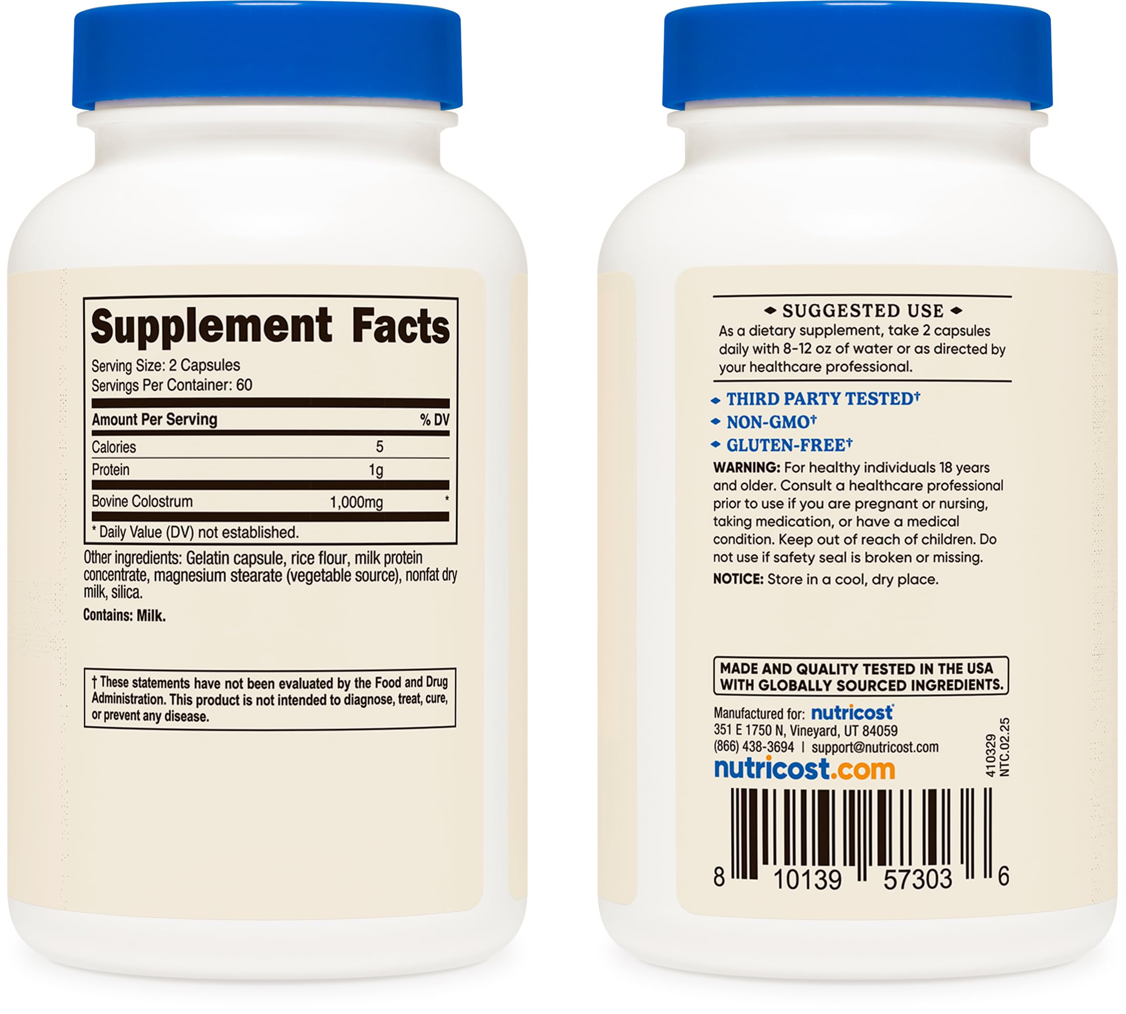 Nutricost Colostrum Capsules 1000mg serving size information