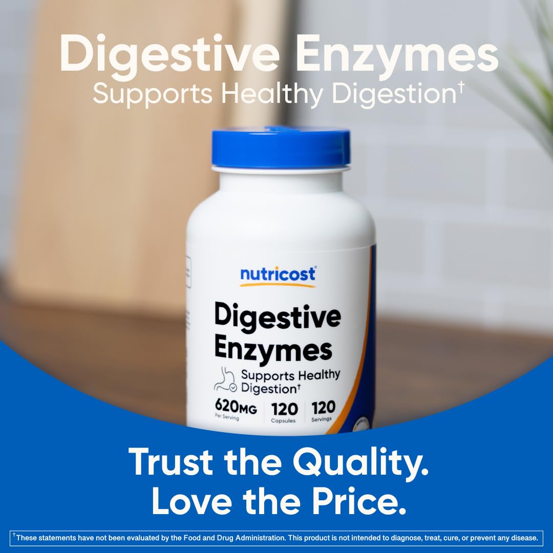 Nutricost Complete Full-Spectrum daily Enzyme Supplement ingredients list close-up