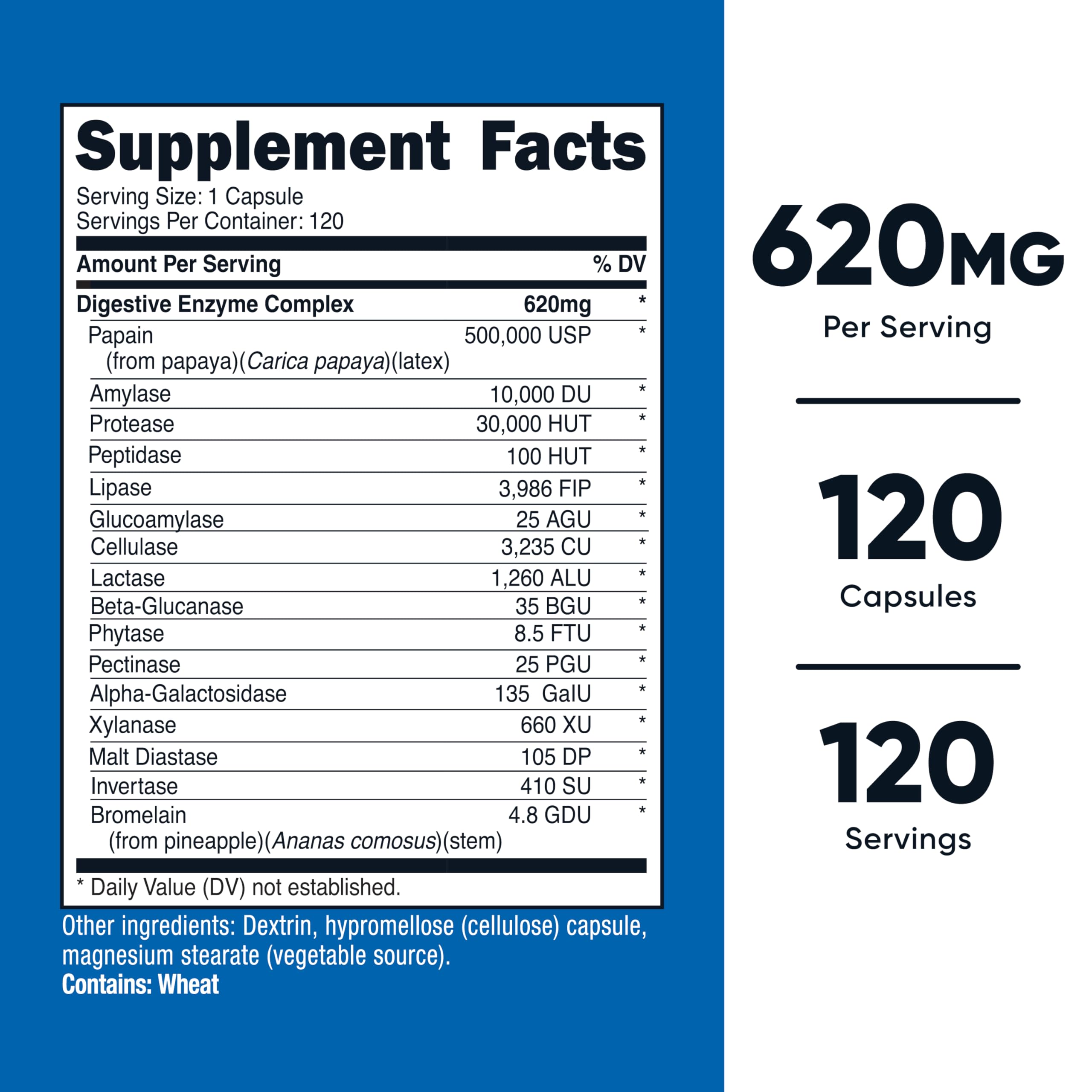 Nutricost Complete Full-Spectrum daily Enzyme Supplement side view with label