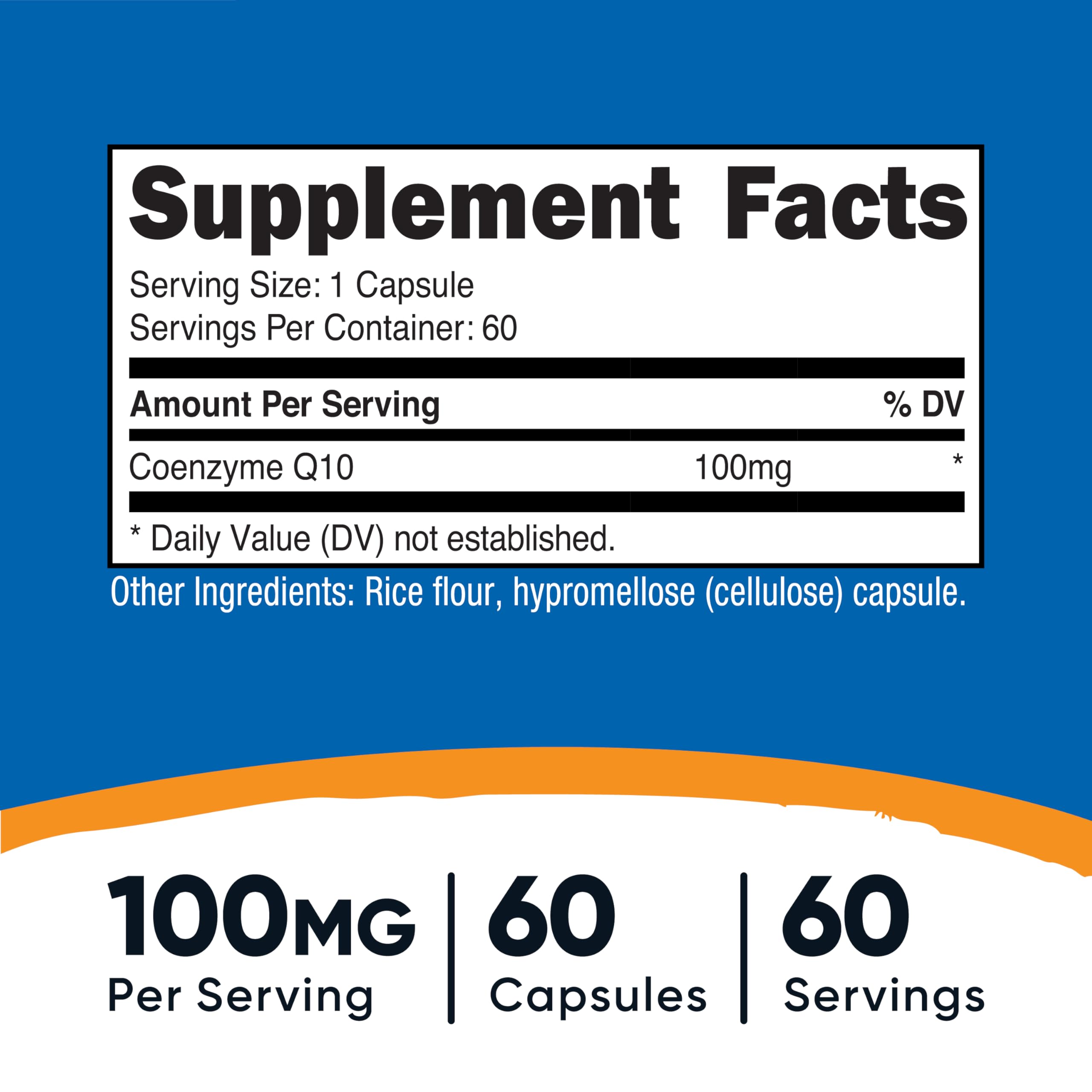 Nutricost CoQ10 100mg vegetarian capsules side view