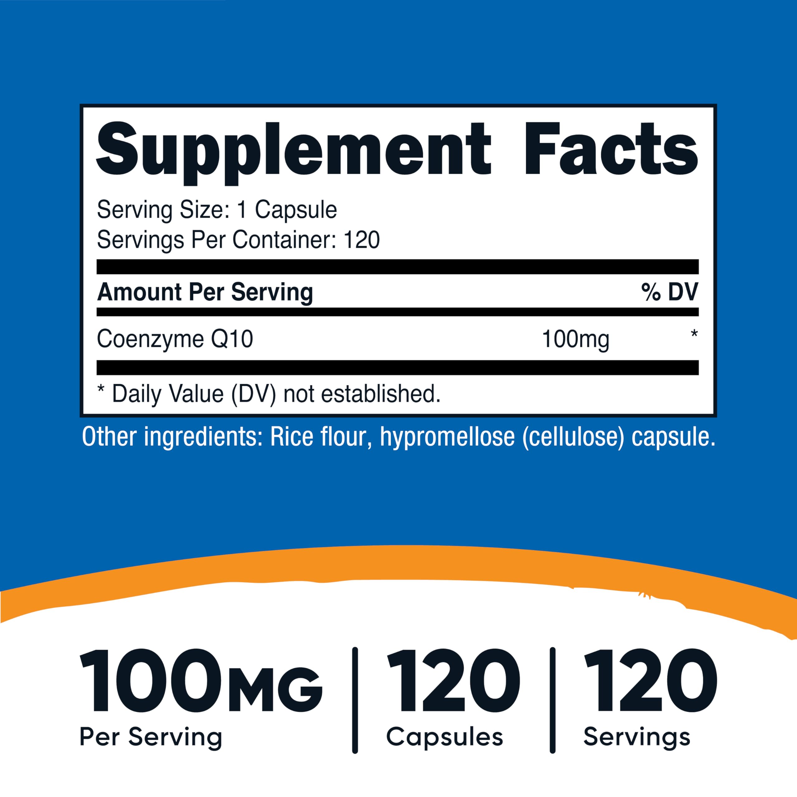 Nutricost CoQ10 100mg Vegetarian Capsules side view
