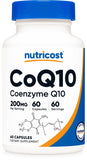 Nutricost CoQ10 200mg vegetarian capsules front view