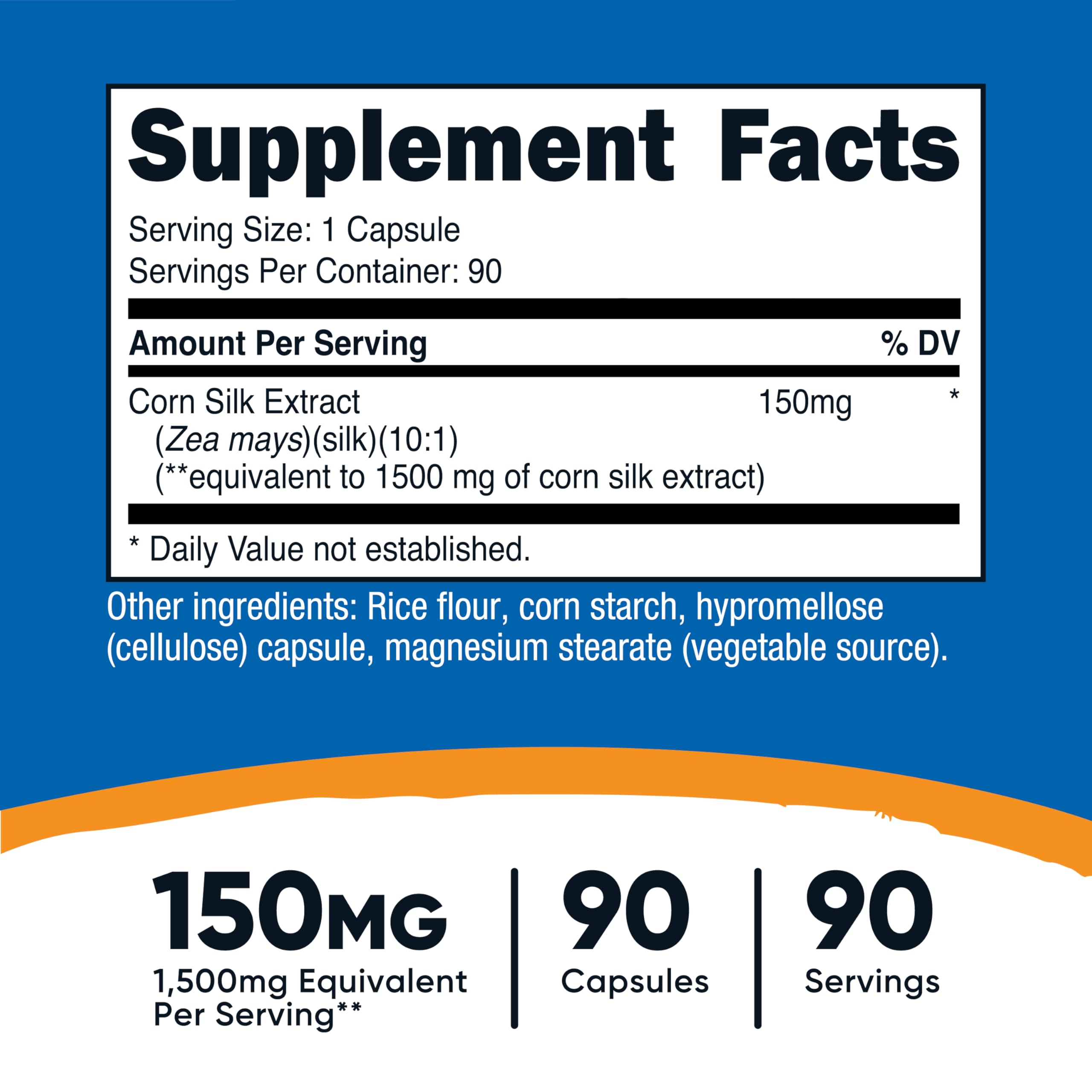 Nutricost Corn Silk Extract 150mg bottle side view