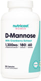 Nutricost Cranberry D-Mannose 1300mg 180 Capsules front view