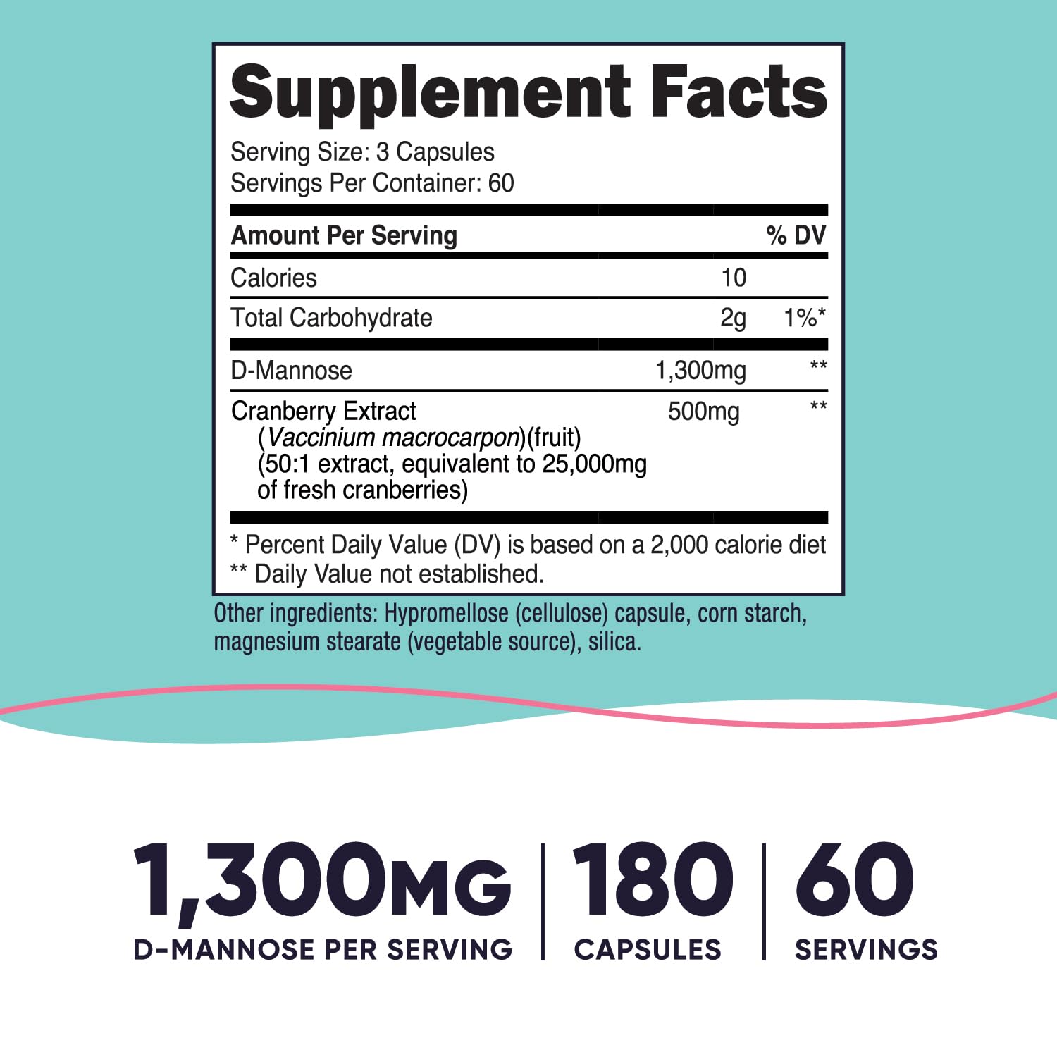 Nutricost Cranberry D-Mannose 180 Capsules side view