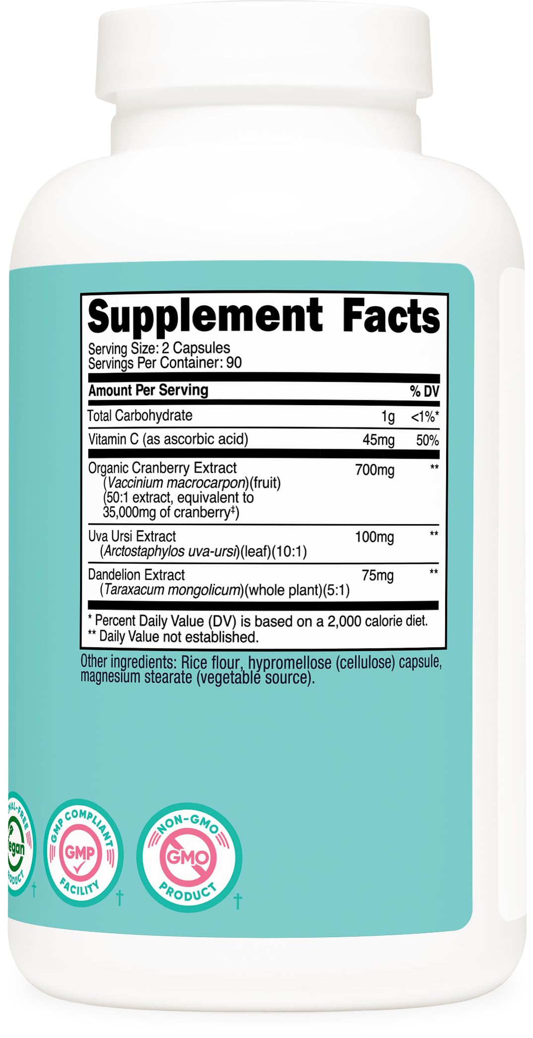 Nutricost Cranberry Extract capsules on a wooden table