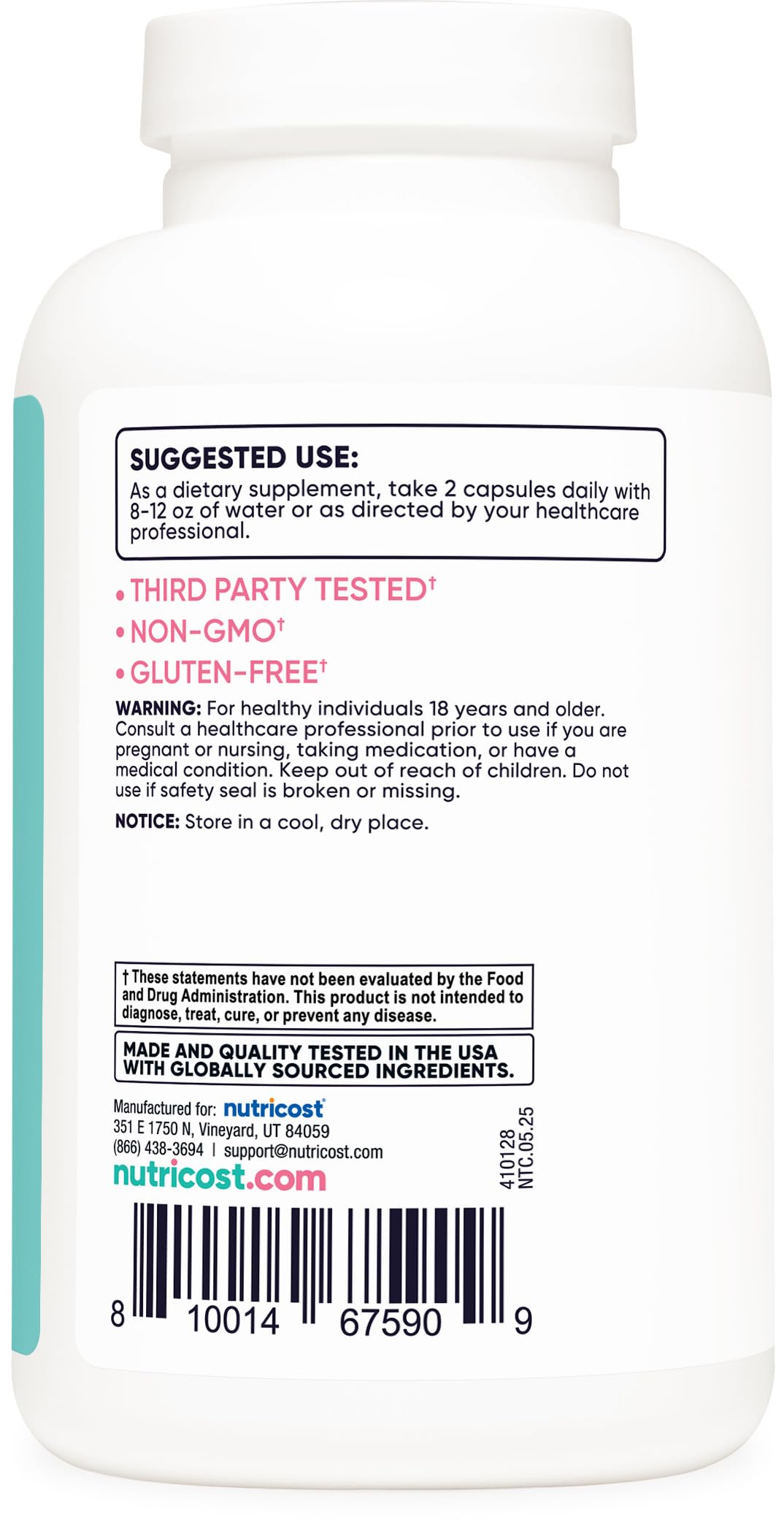 Nutricost Cranberry Extract label details