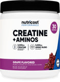 Nutricost Creatine + Aminos front view with grape flavour label