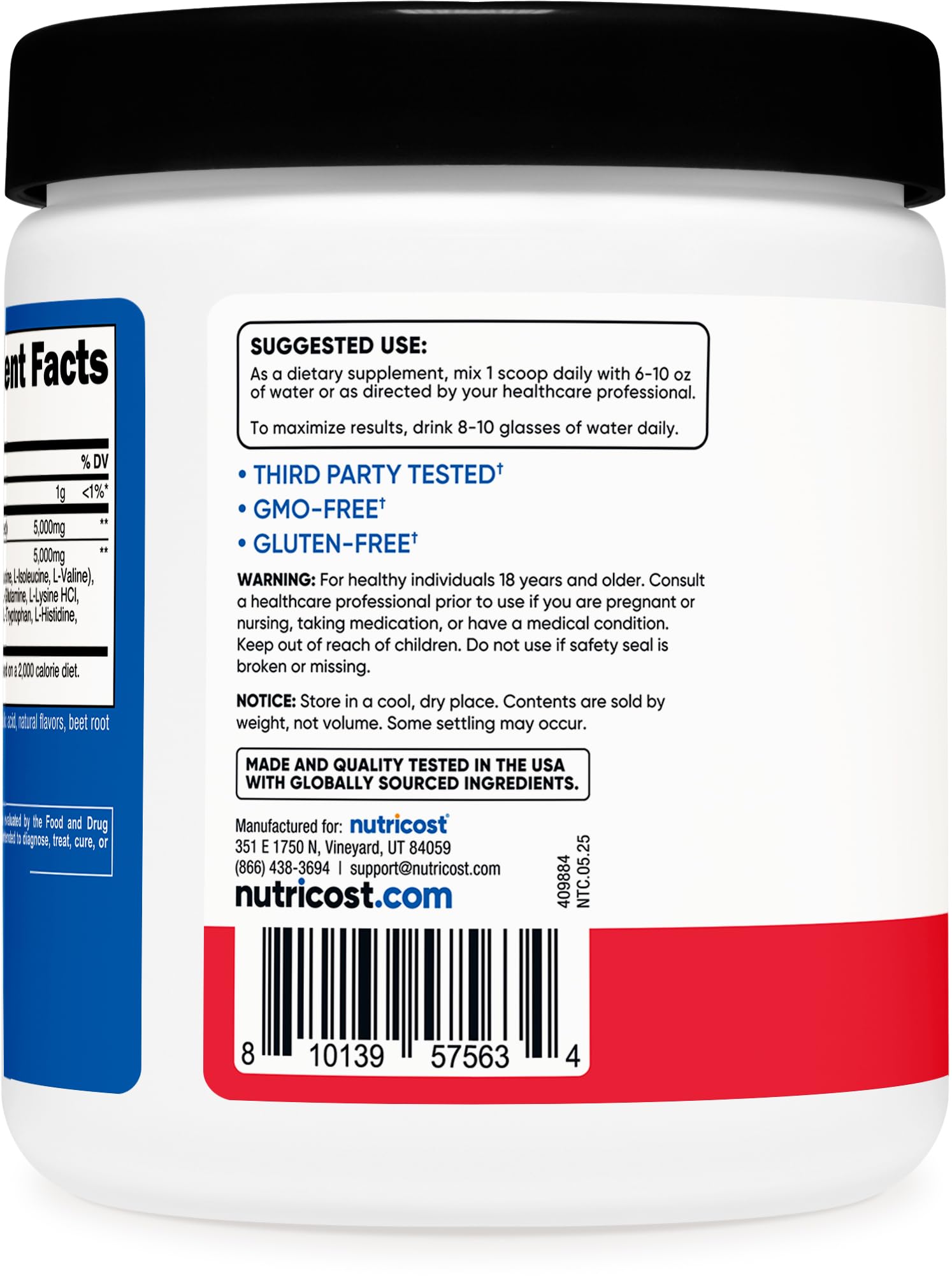 Nutricost Creatine + Aminos Fruit Punch serving scoop