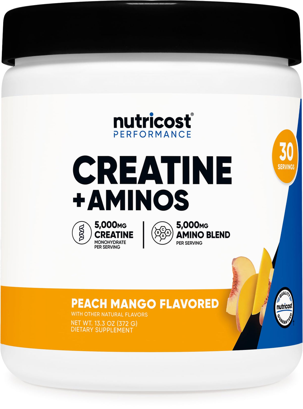 Nutricost Creatine + Aminos Peach Mango front view