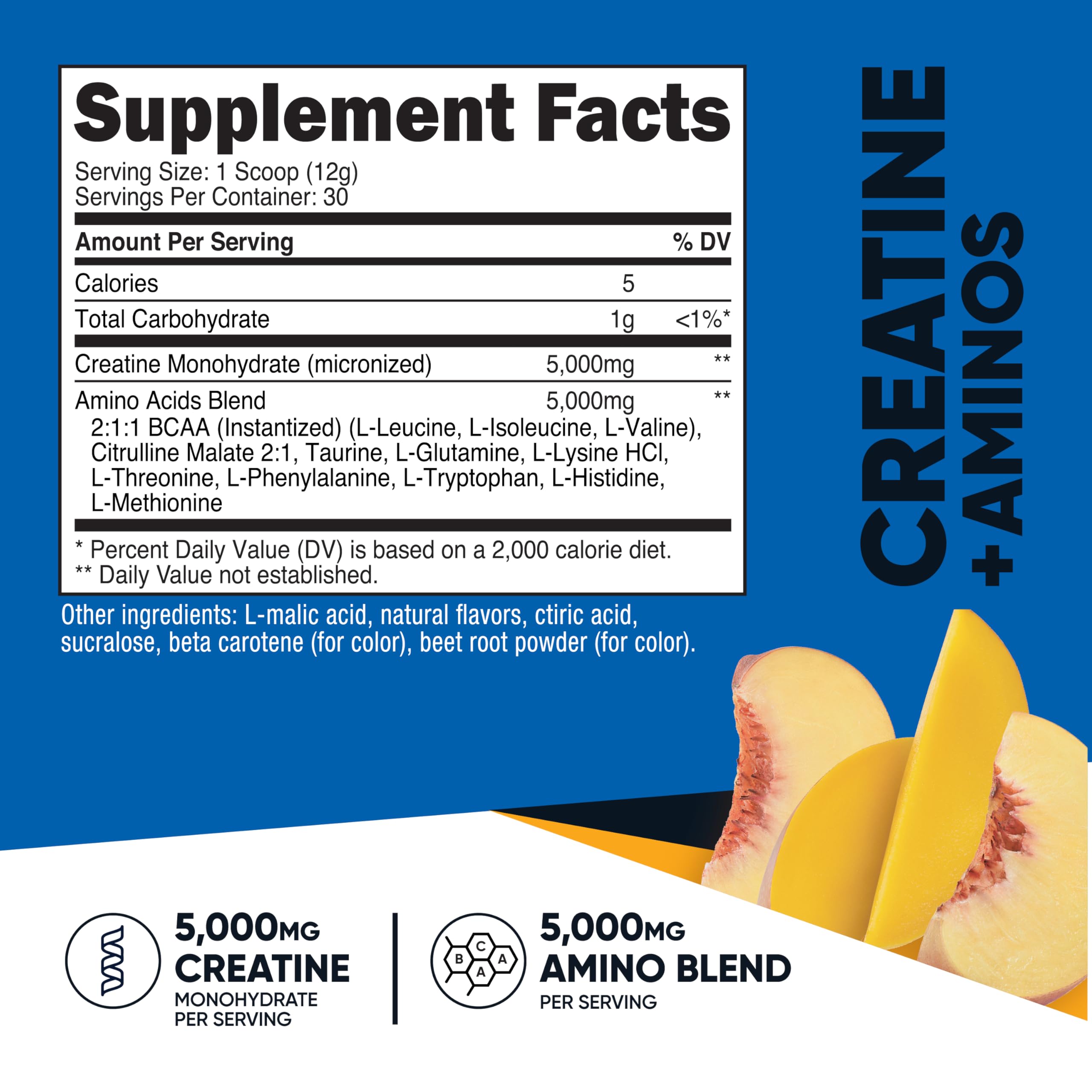 Nutricost Creatine + Aminos Peach Mango packaging