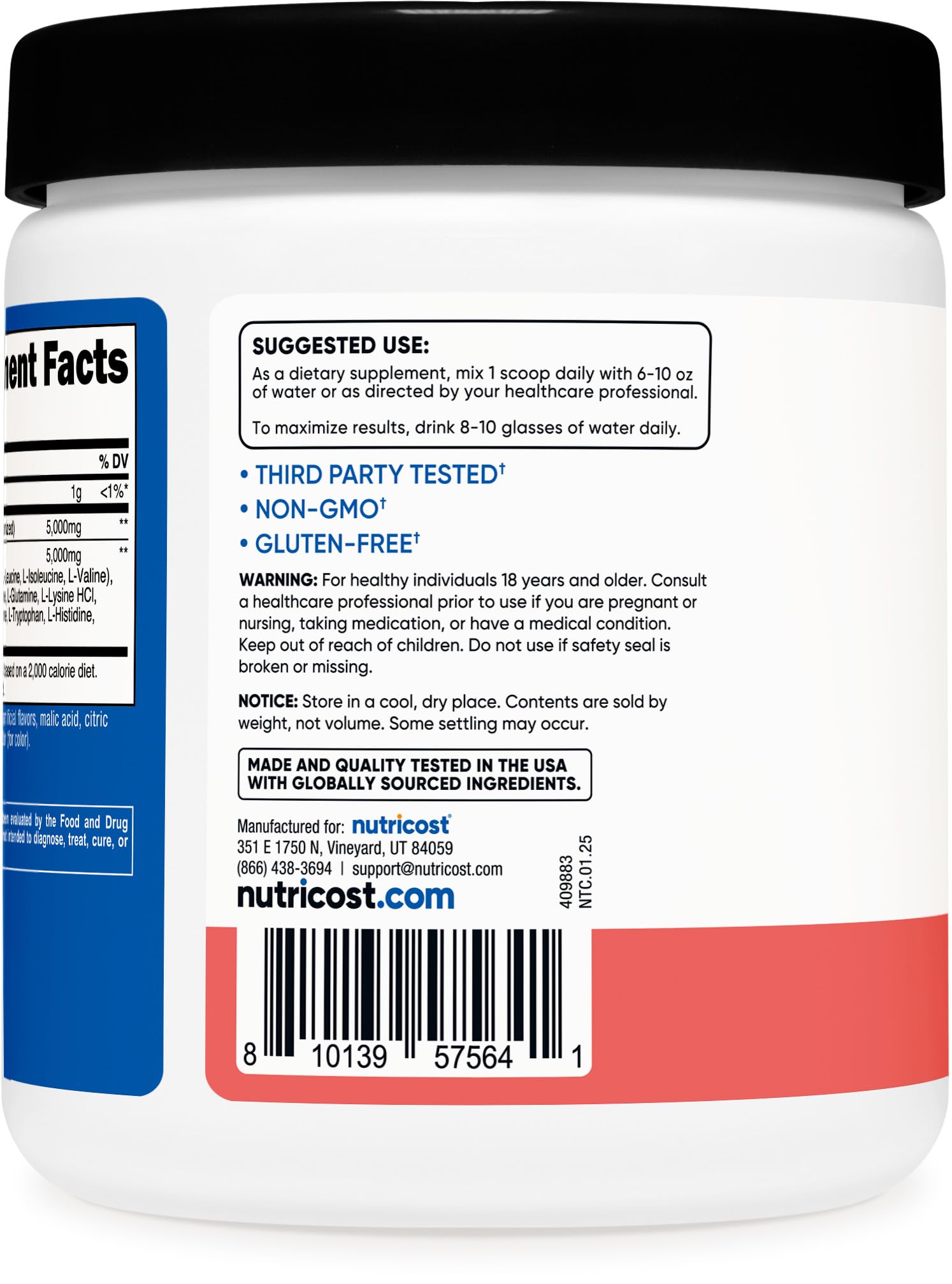 Nutricost Creatine + Aminos Watermelon flavour scoop with powder
