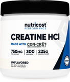 Nutricost Creatine HCl 300 servings unflavoured powder front view