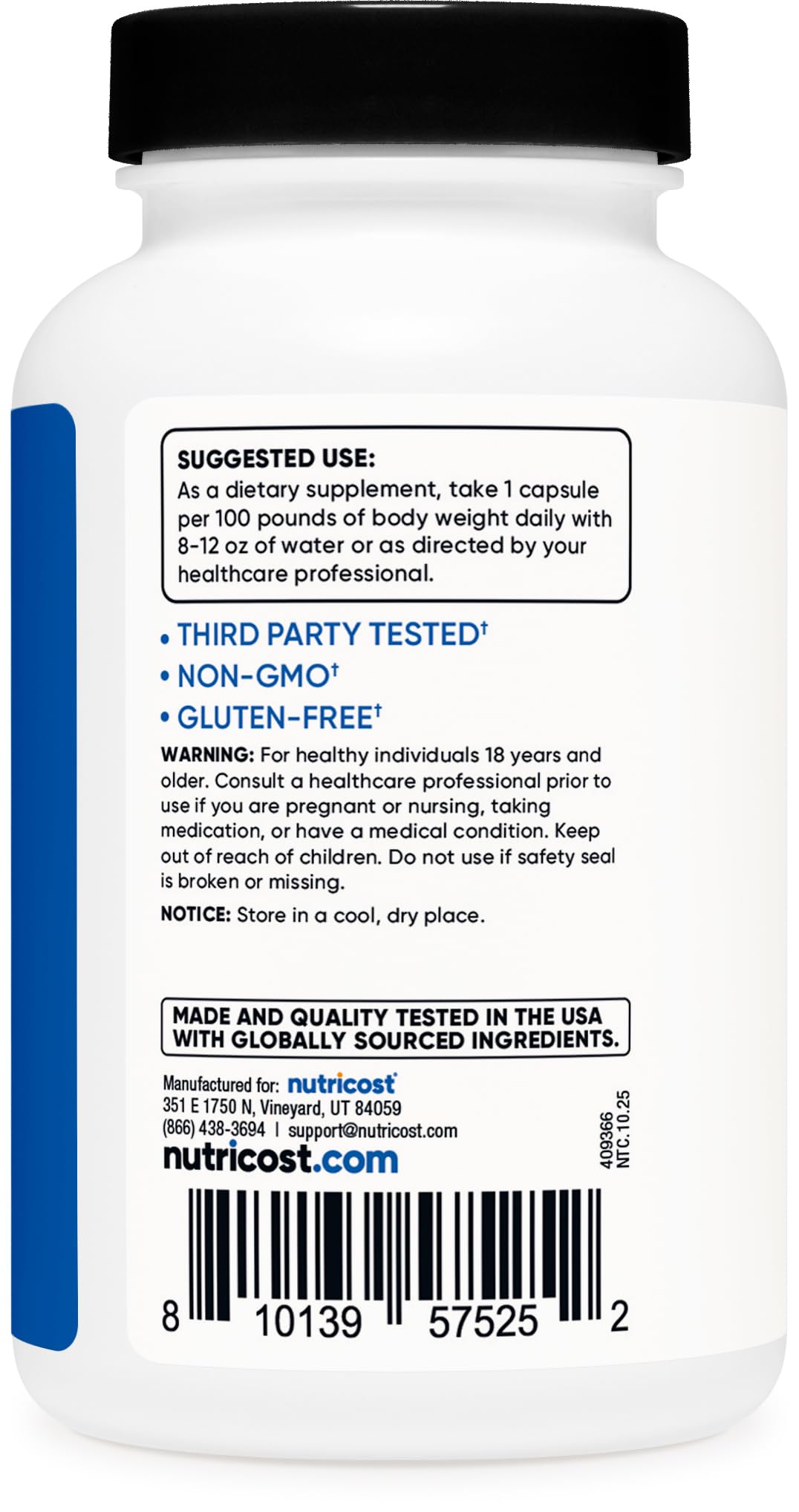 Nutricost Creatine HCl bottle top view