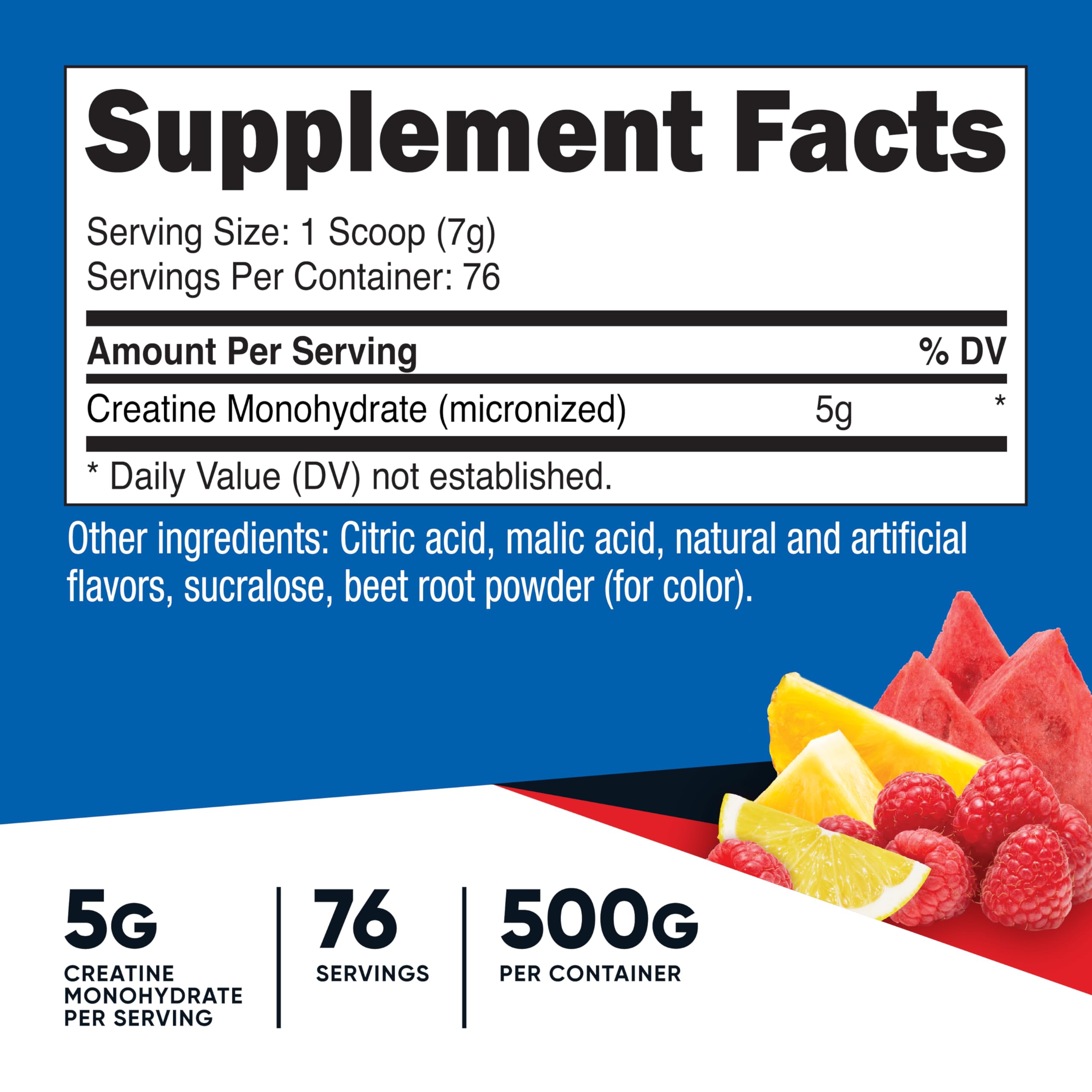 Nutricost Creatine Monohydrate 499g back view with ingredient details