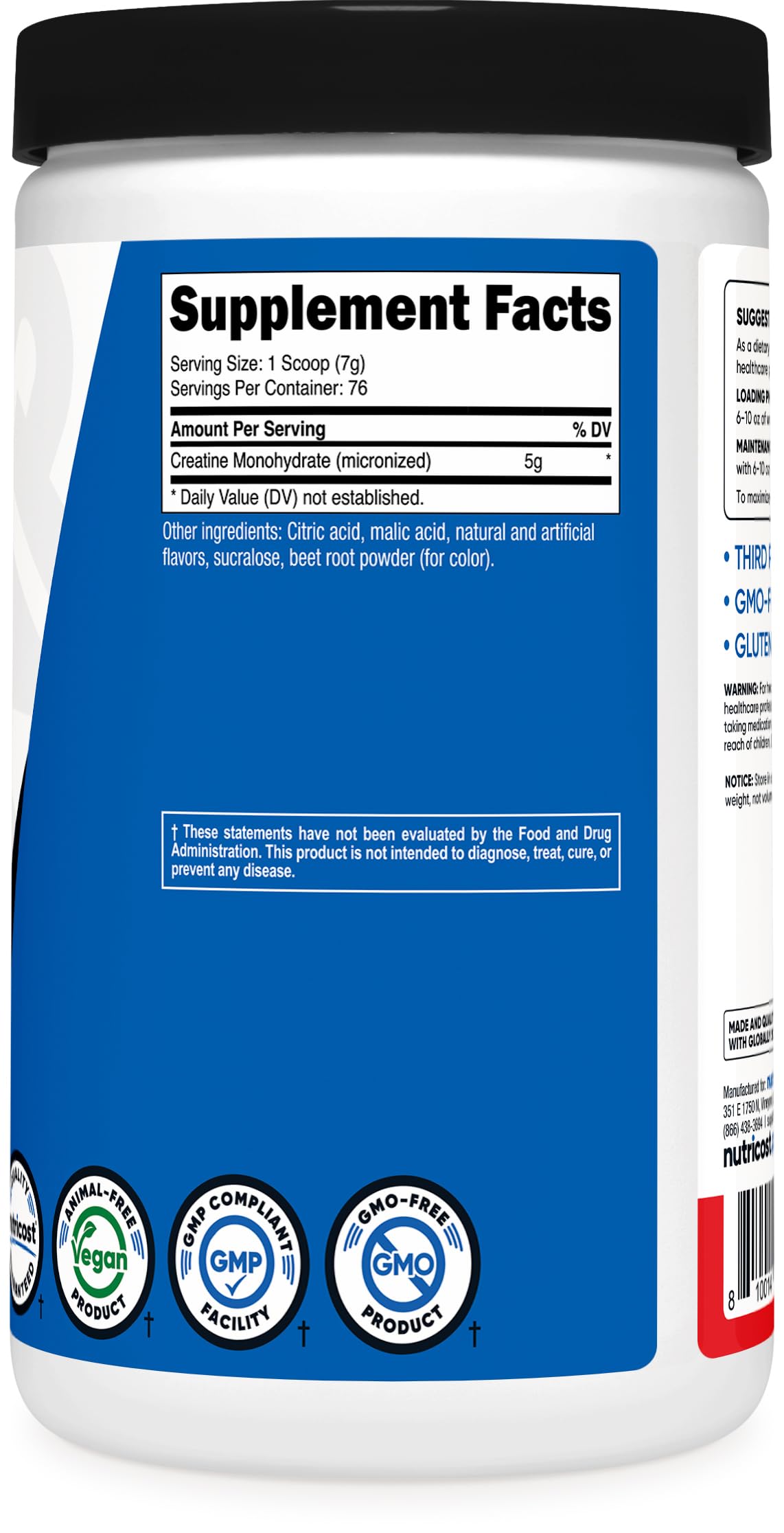 Nutricost Creatine Monohydrate 499g lifestyle scene with shaker