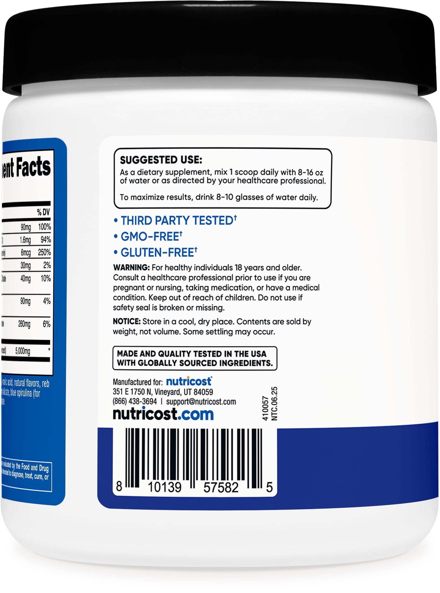 Nutricost Creatine Monohydrate 5000mg Blue Raspberry packaging