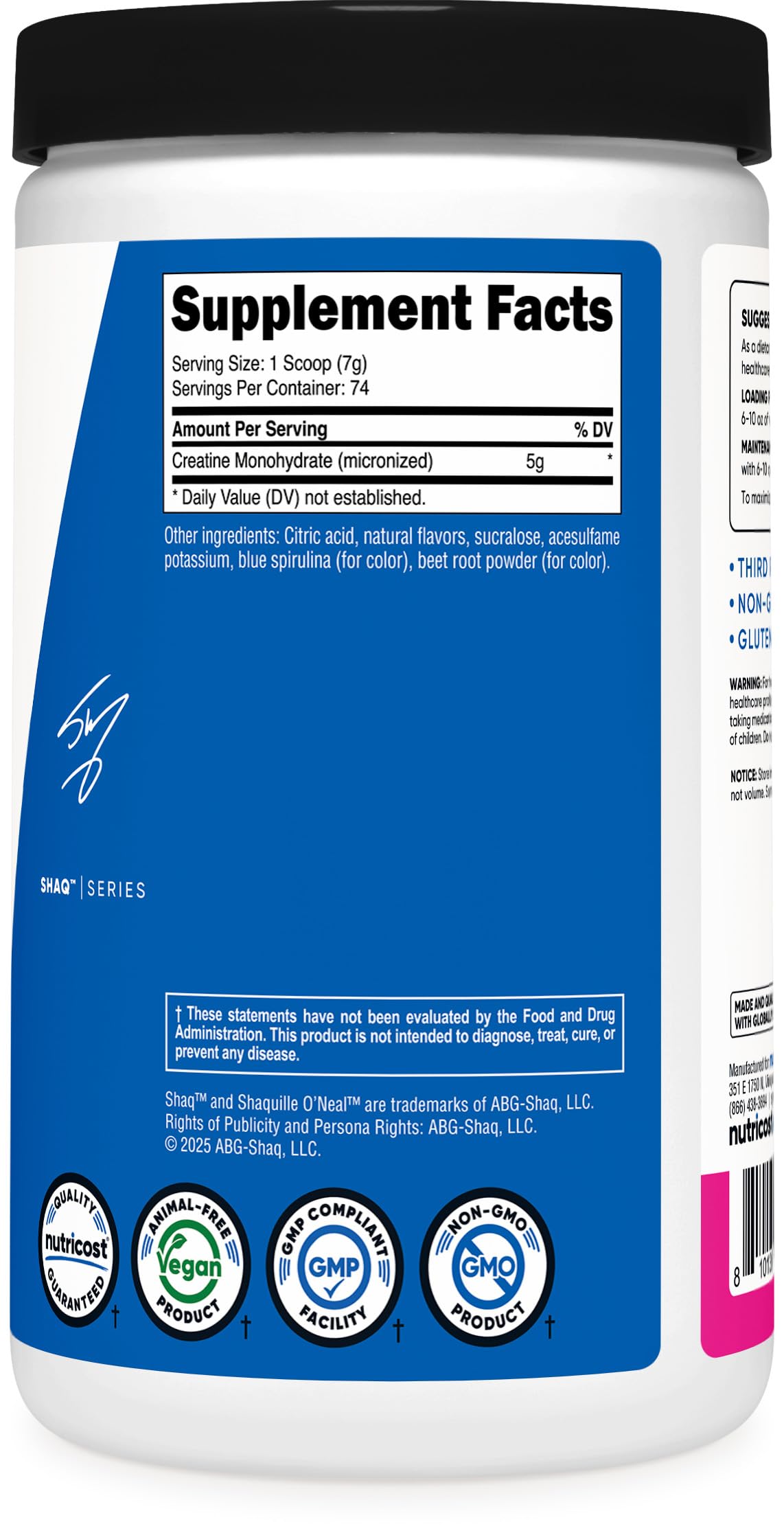 Nutricost Creatine Monohydrate 500g packaging details