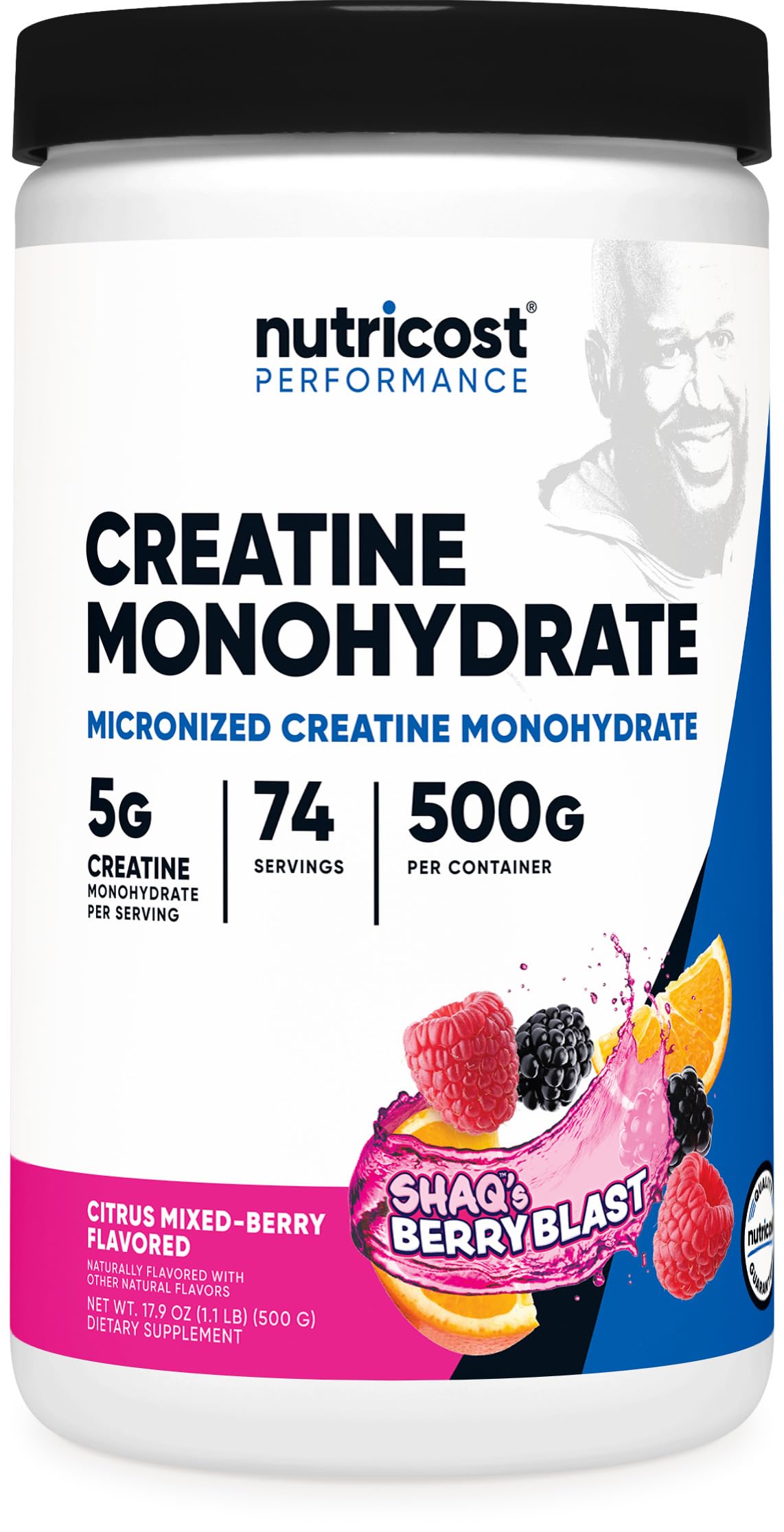 Nutricost Creatine Monohydrate 500g Shaq’s Berry Blast flavour front view