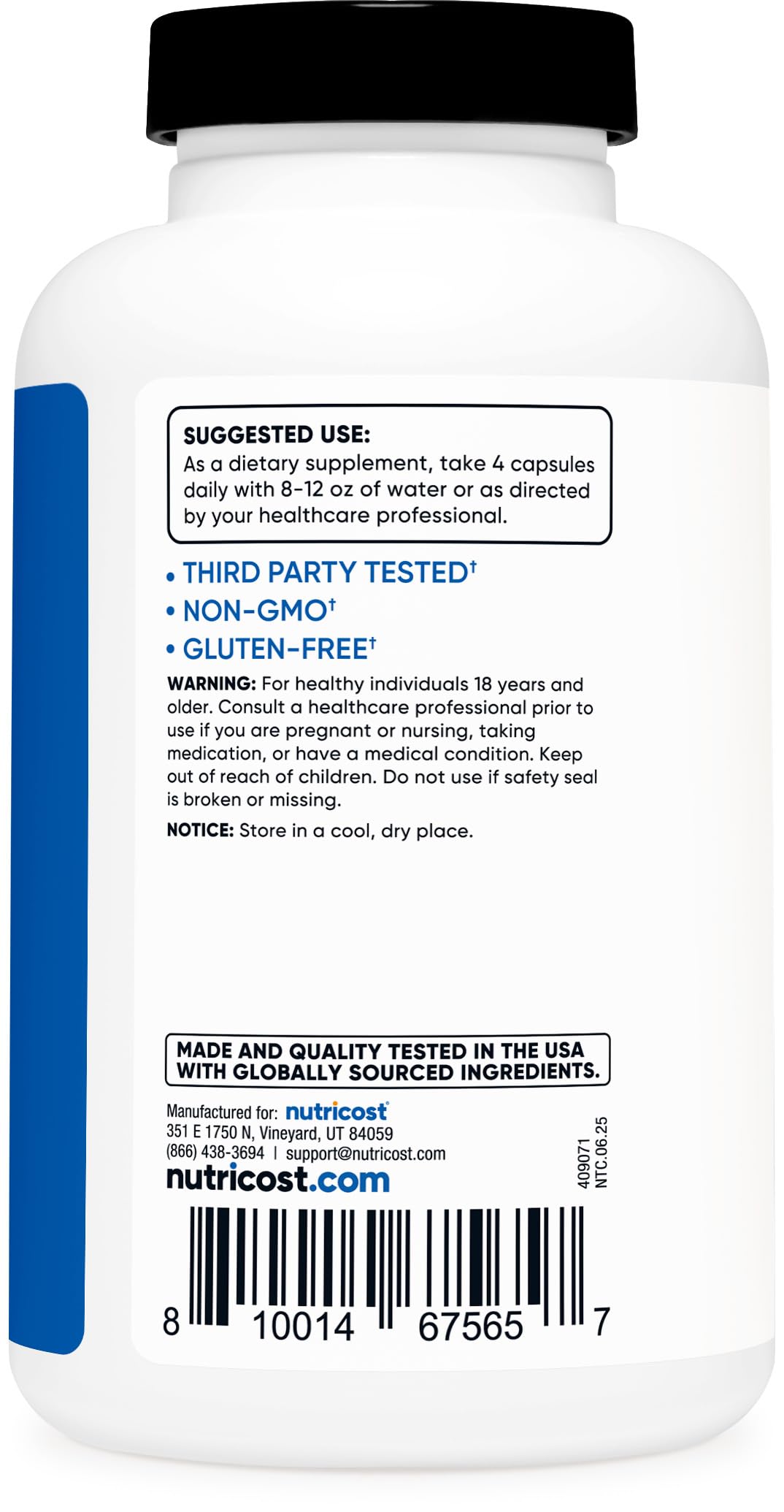 Nutricost Creatine Monohydrate ingredients list