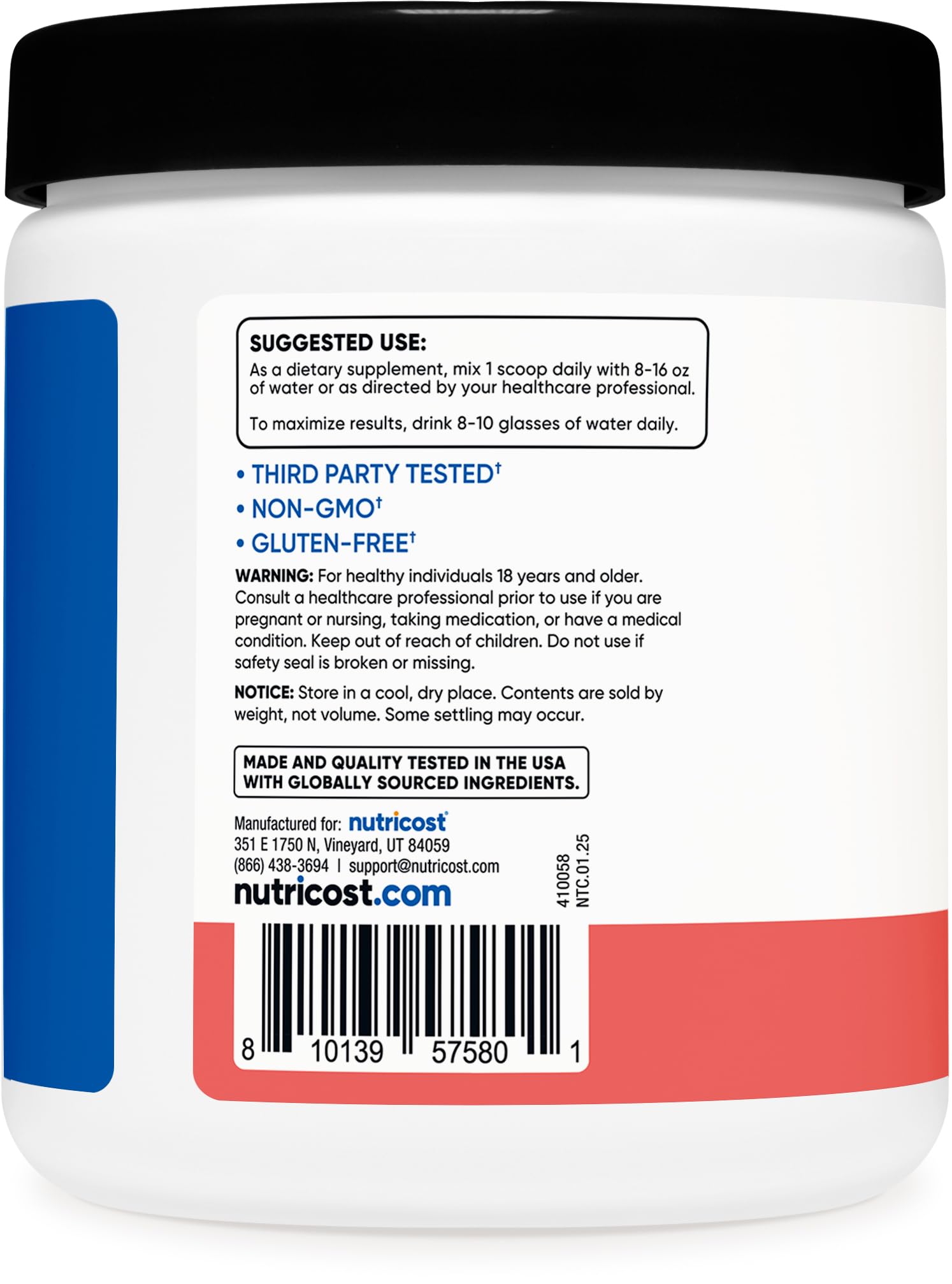 Nutricost Creatine Monohydrate ingredients list