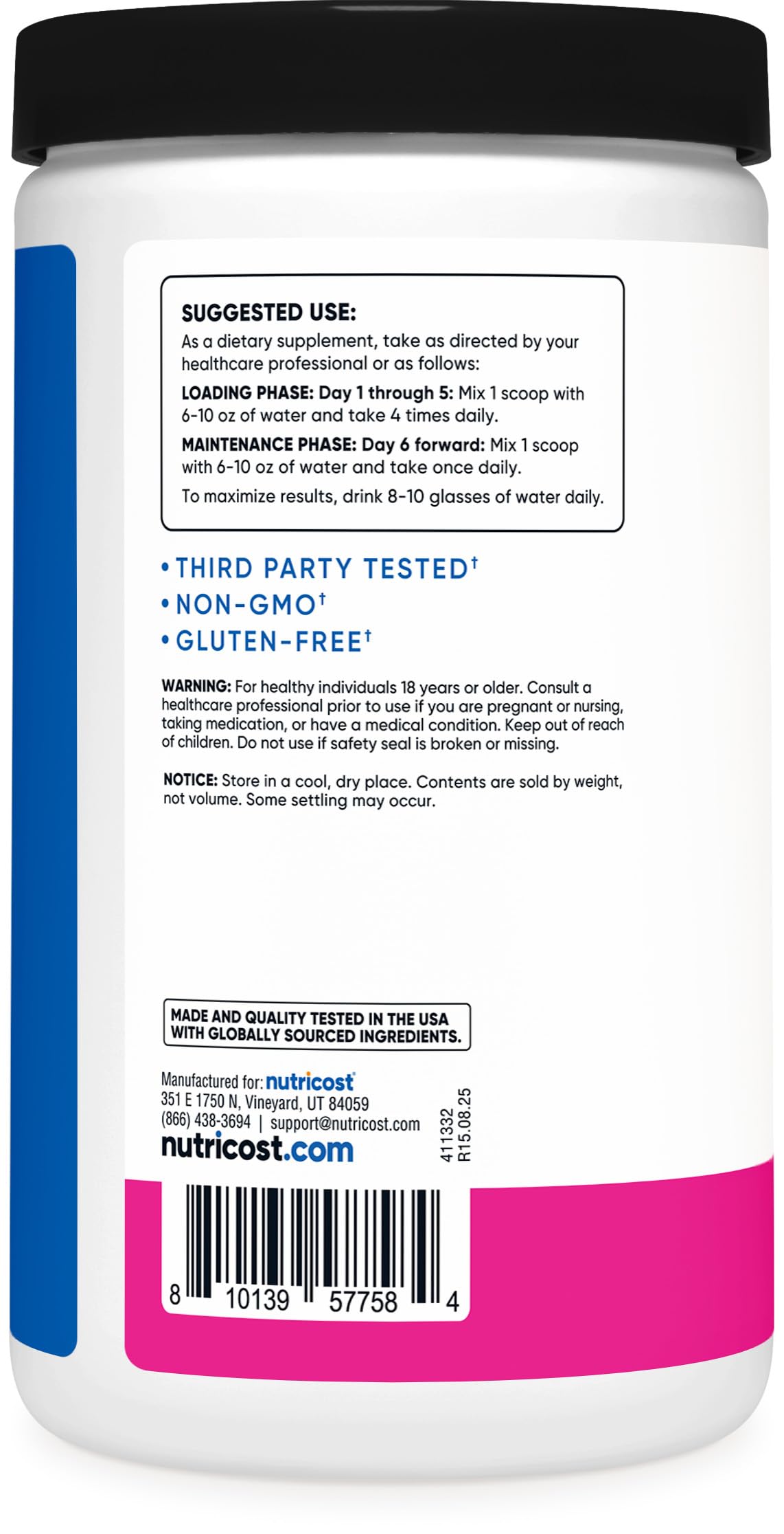 Nutricost Creatine Monohydrate ingredients list