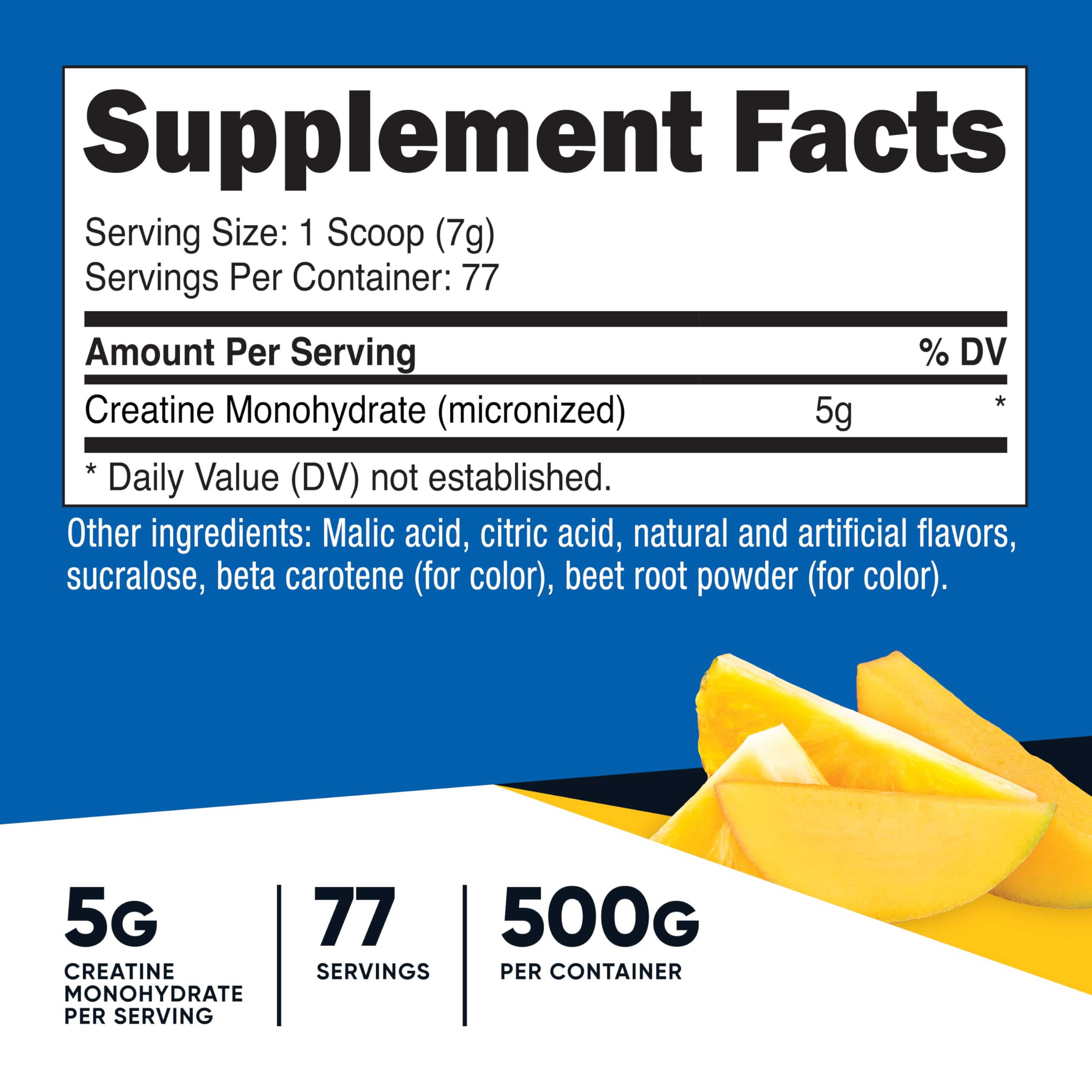 Nutricost Creatine Monohydrate Pineapple Mango 500g side view