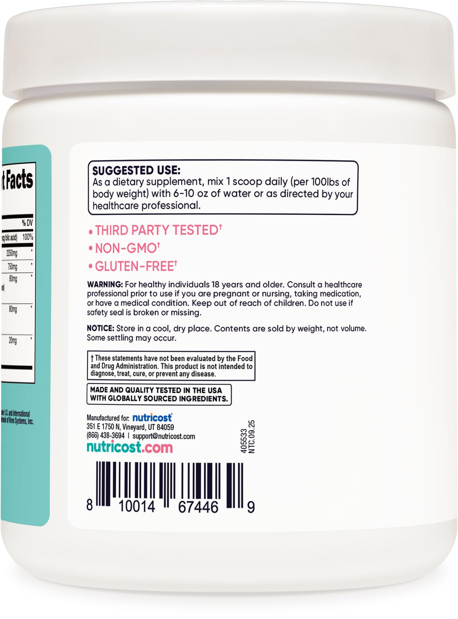 Nutricost Creatine Monohydrate Powder packaging
