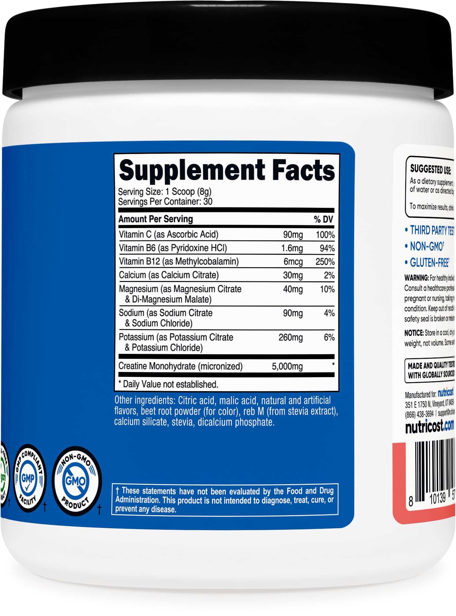 Nutricost Creatine Monohydrate serving suggestion with water