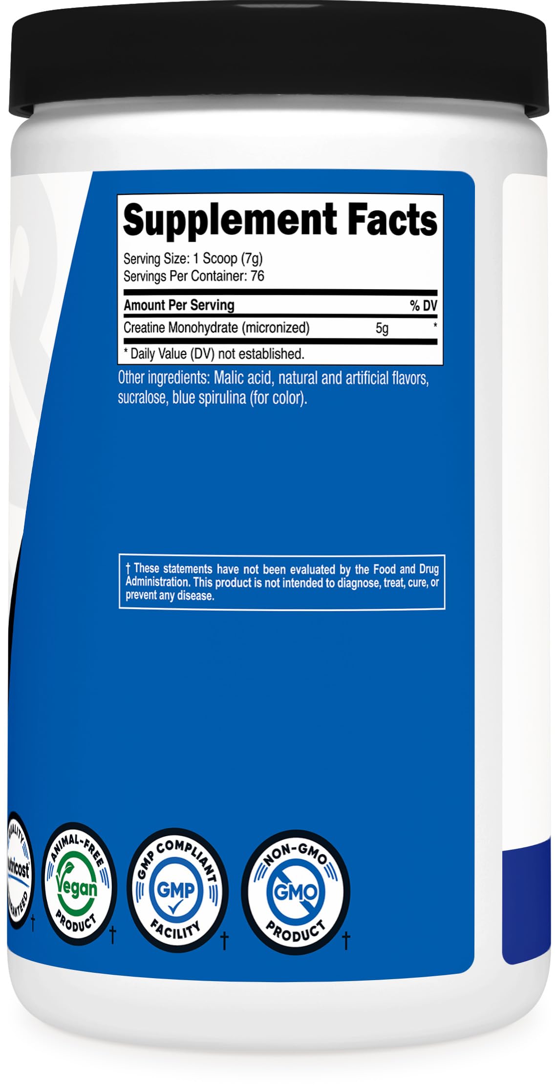 Nutricost Creatine Monohydrate side view of the container