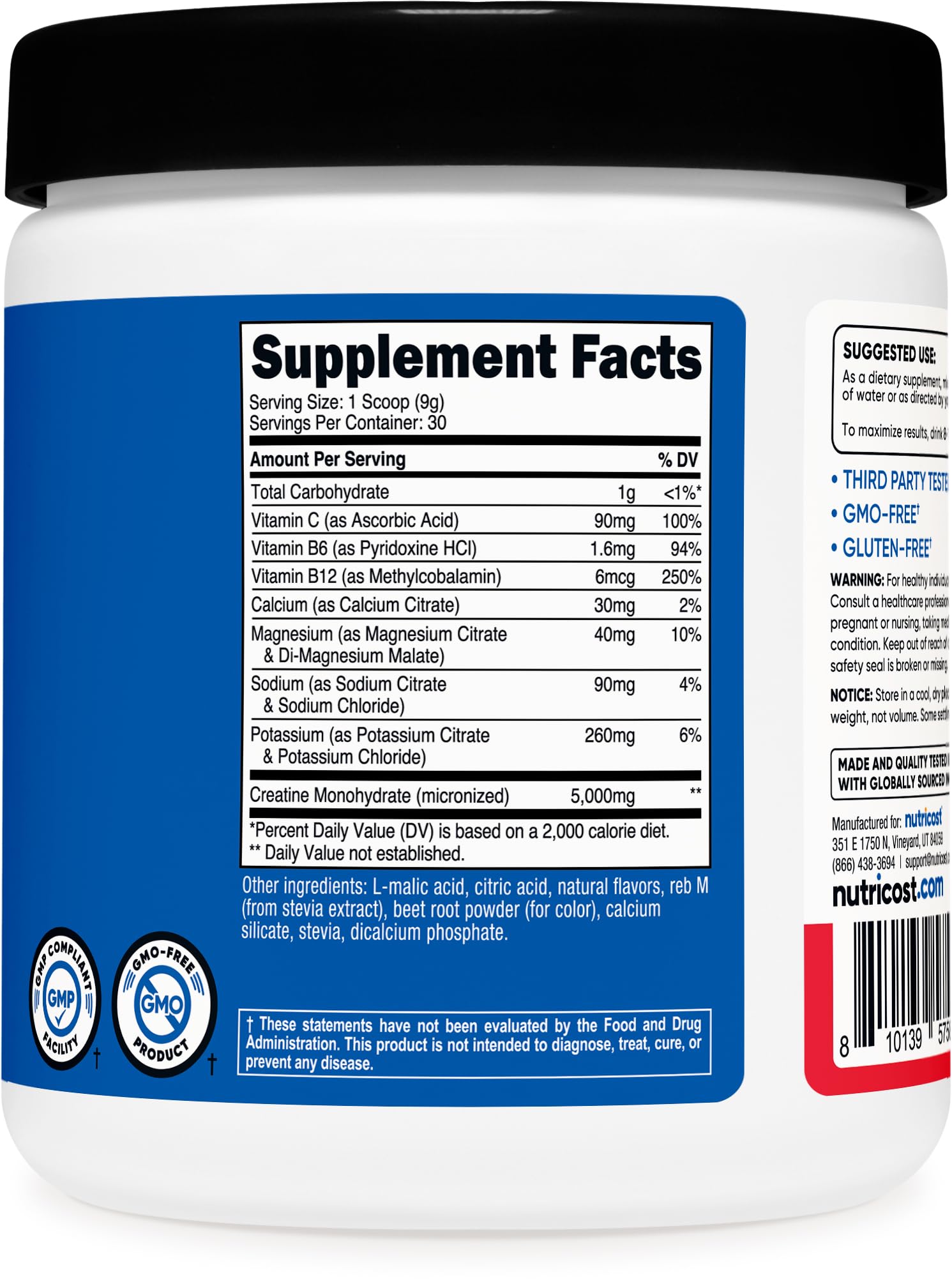 Nutricost Creatine Monohydrate vegan and gluten-free badge