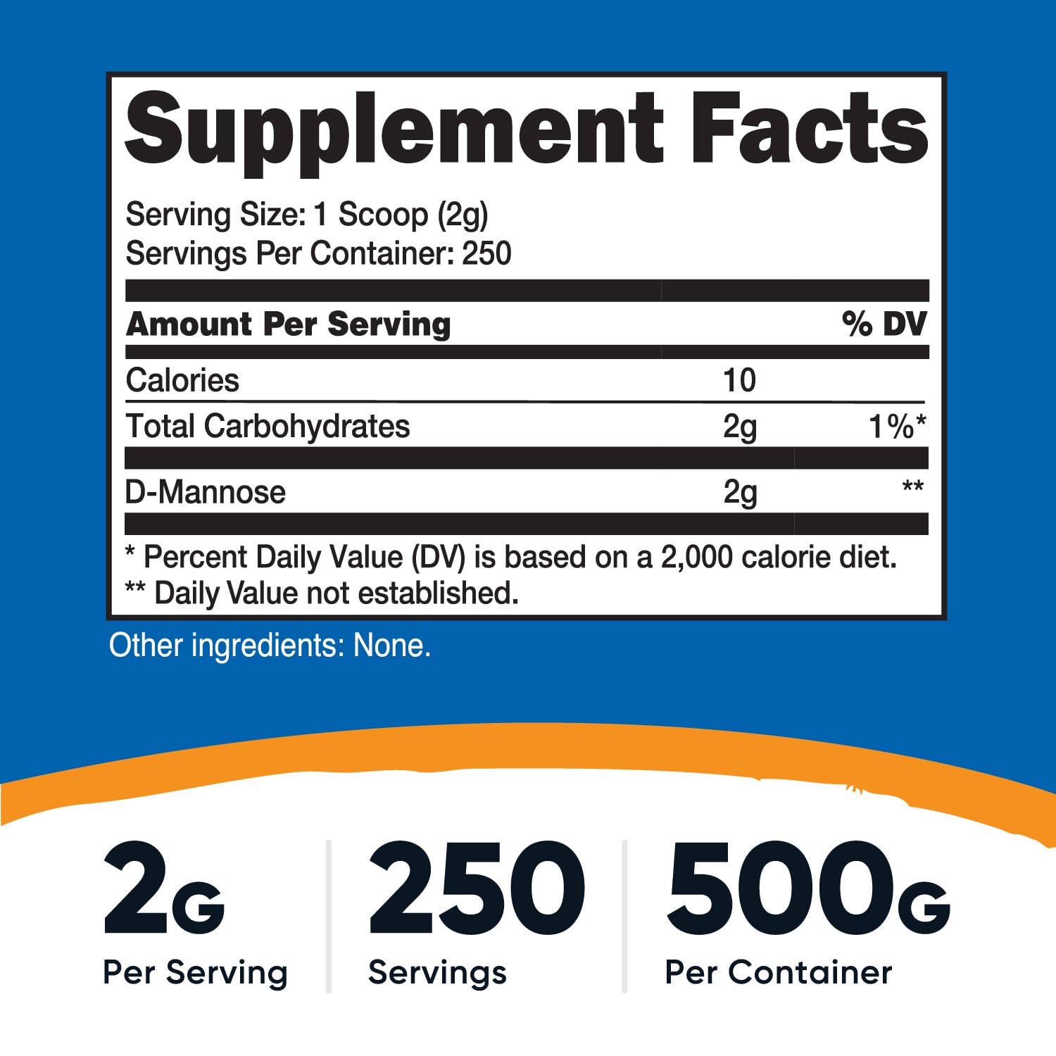 Nutricost D-Mannose Powder 500g nutritional information