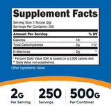 Nutricost D-Mannose Powder 500g nutritional information