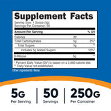 Nutricost D-Ribose Powder 250g back view with nutritional information