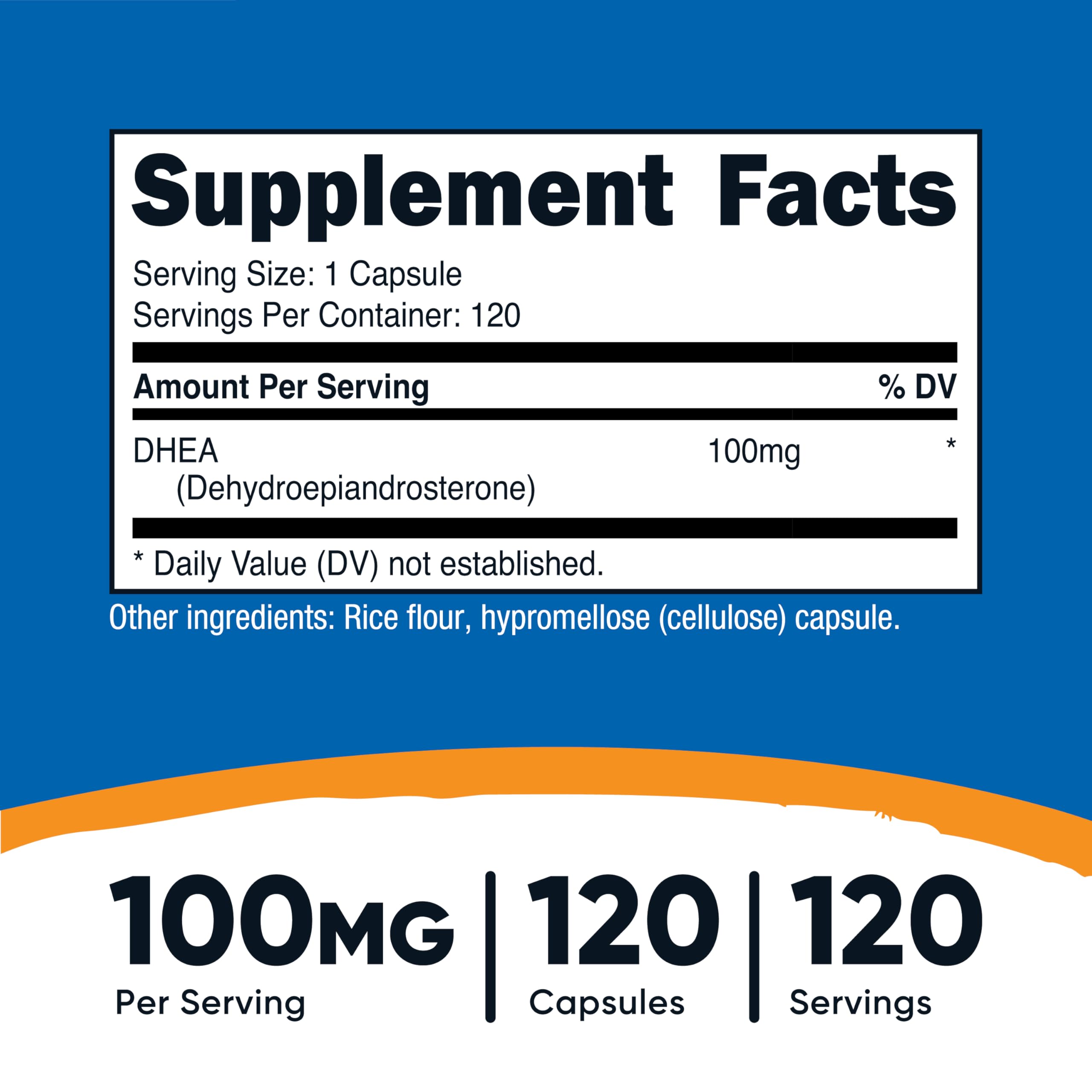 Nutricost DHEA Capsules 100mg back view of bottle