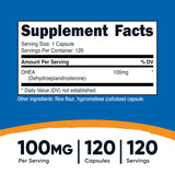 Nutricost DHEA Capsules 100mg back view of bottle