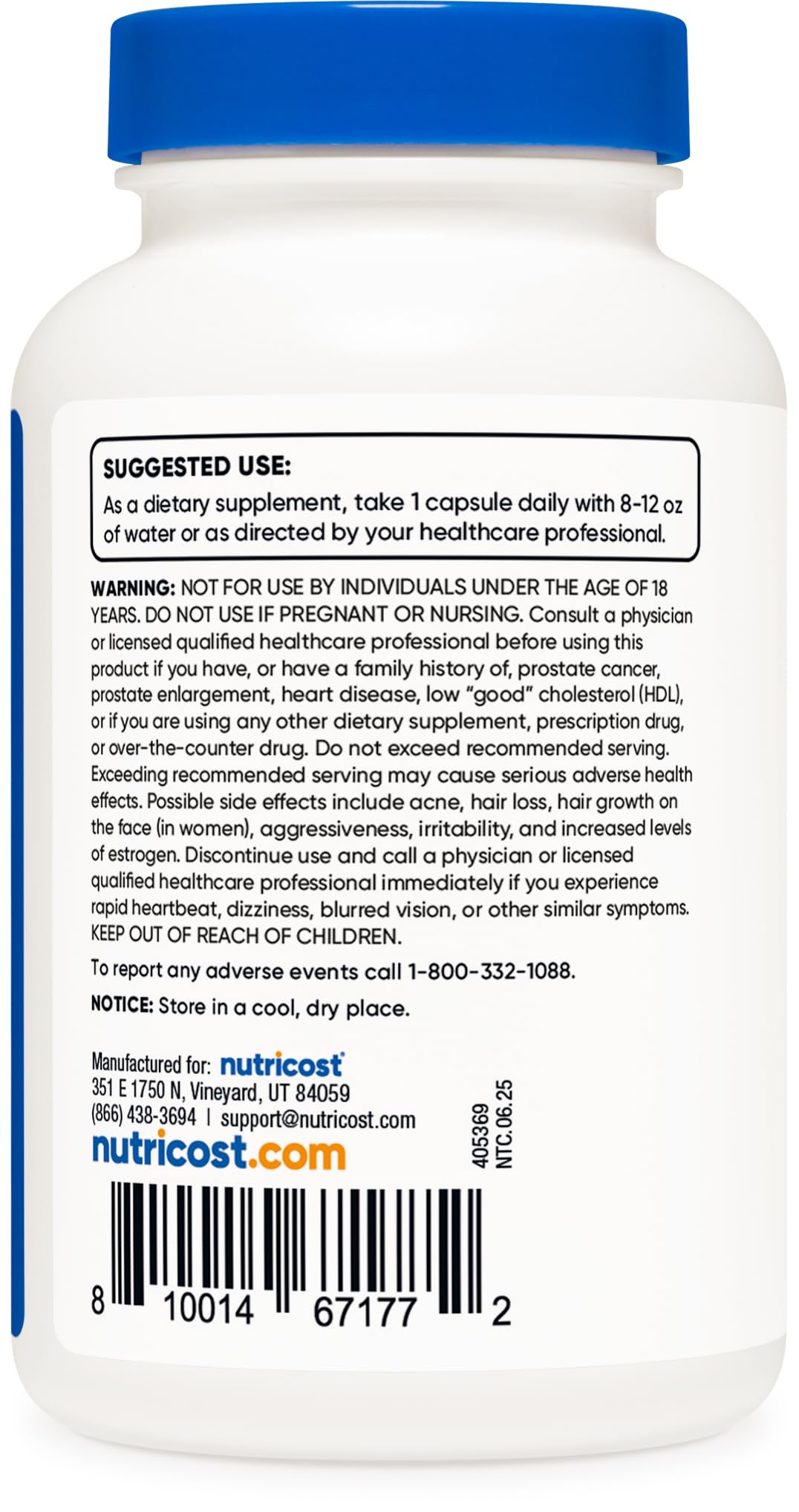 Nutricost DHEA Capsules 100mg bottle with capsules on a table