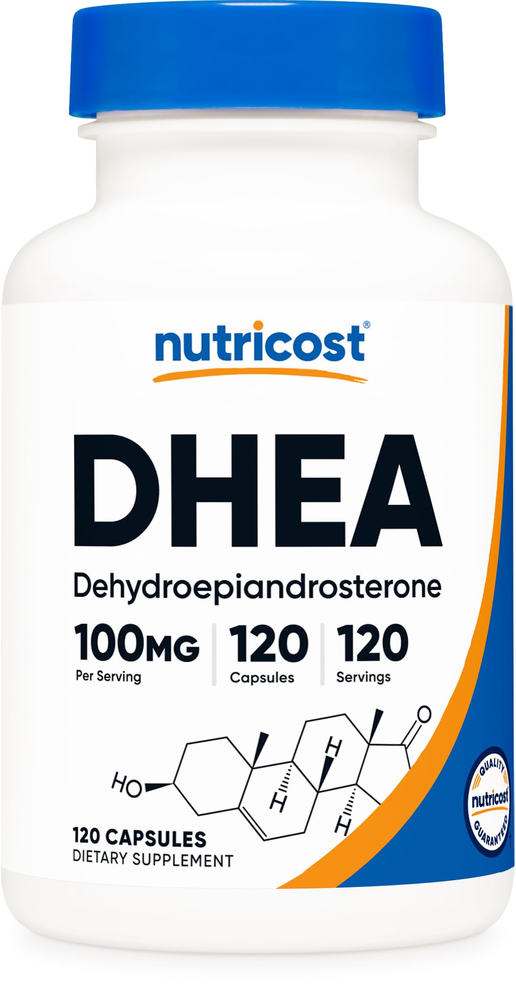 Nutricost DHEA Capsules 100mg front view of bottle