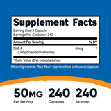 Nutricost DHEA Capsules 50mg side view showing capsule count