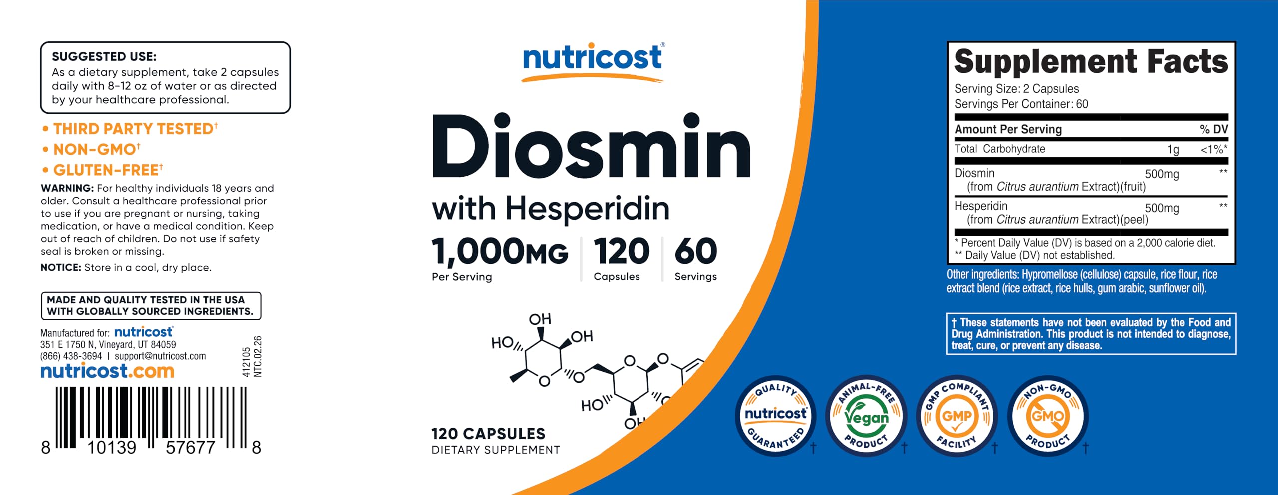 Nutricost Diosmin with Hesperidin capsules in hand