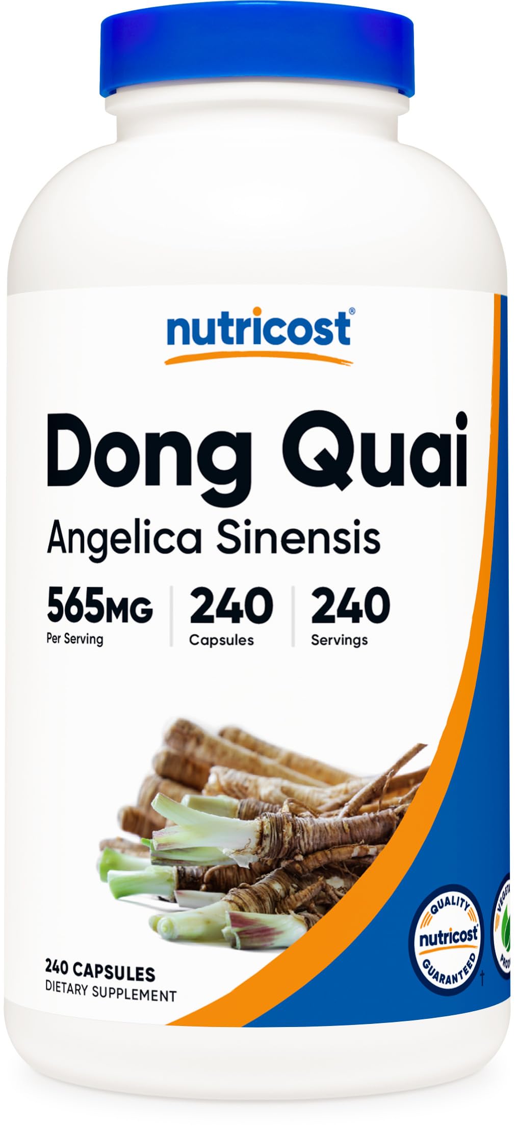 Nutricost Dong Quai Capsules 240 vegetarian capsules bottle front view