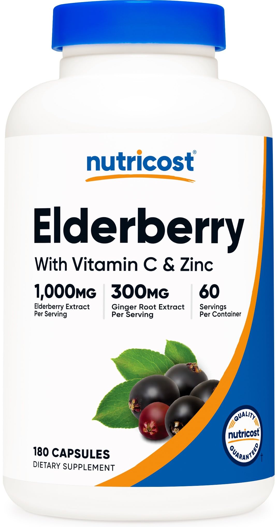 Nutricost Elderberry Extract 1000mg 180 Capsules front view