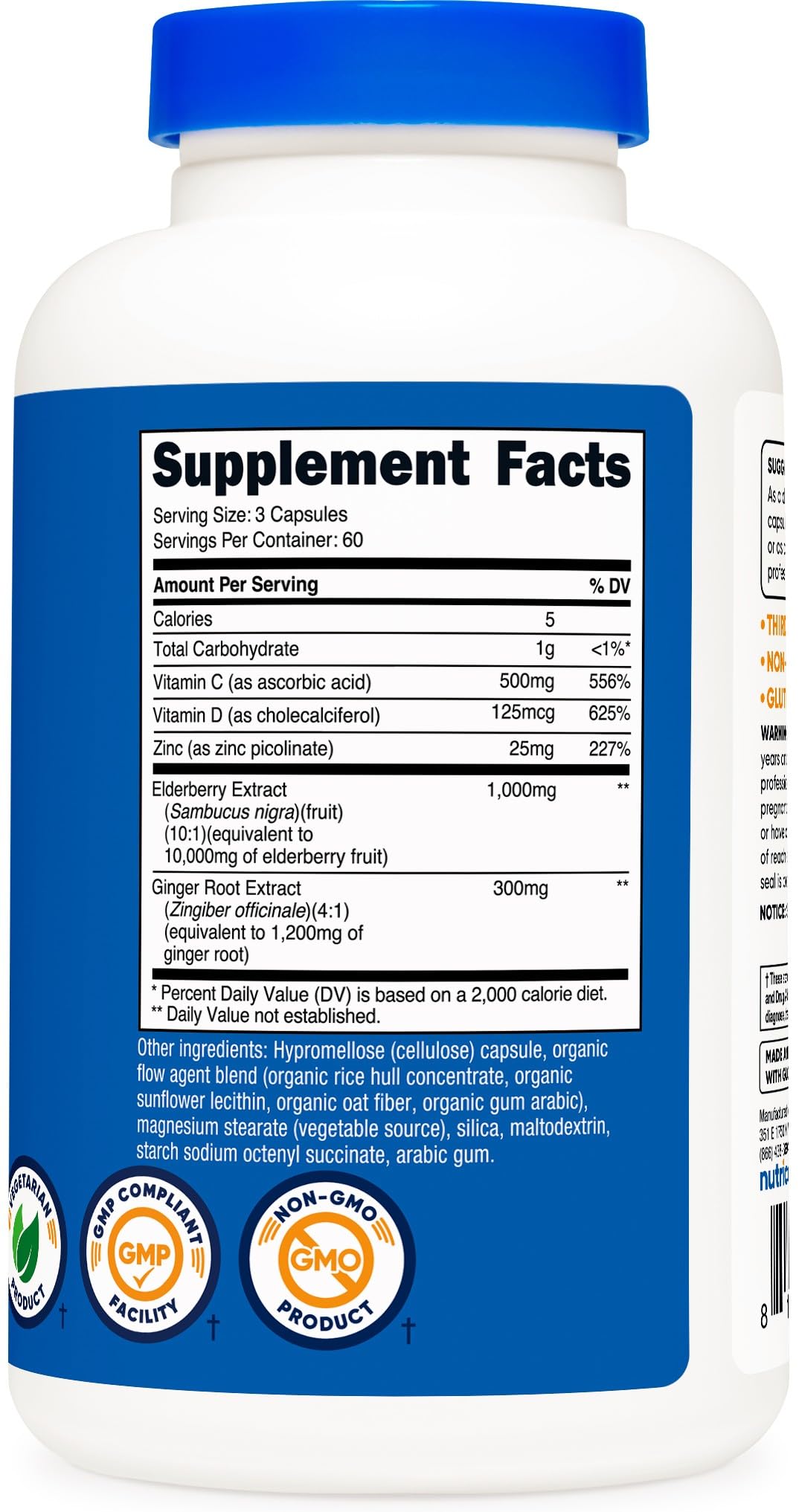 Nutricost Elderberry Extract 1000mg bottle with capsules