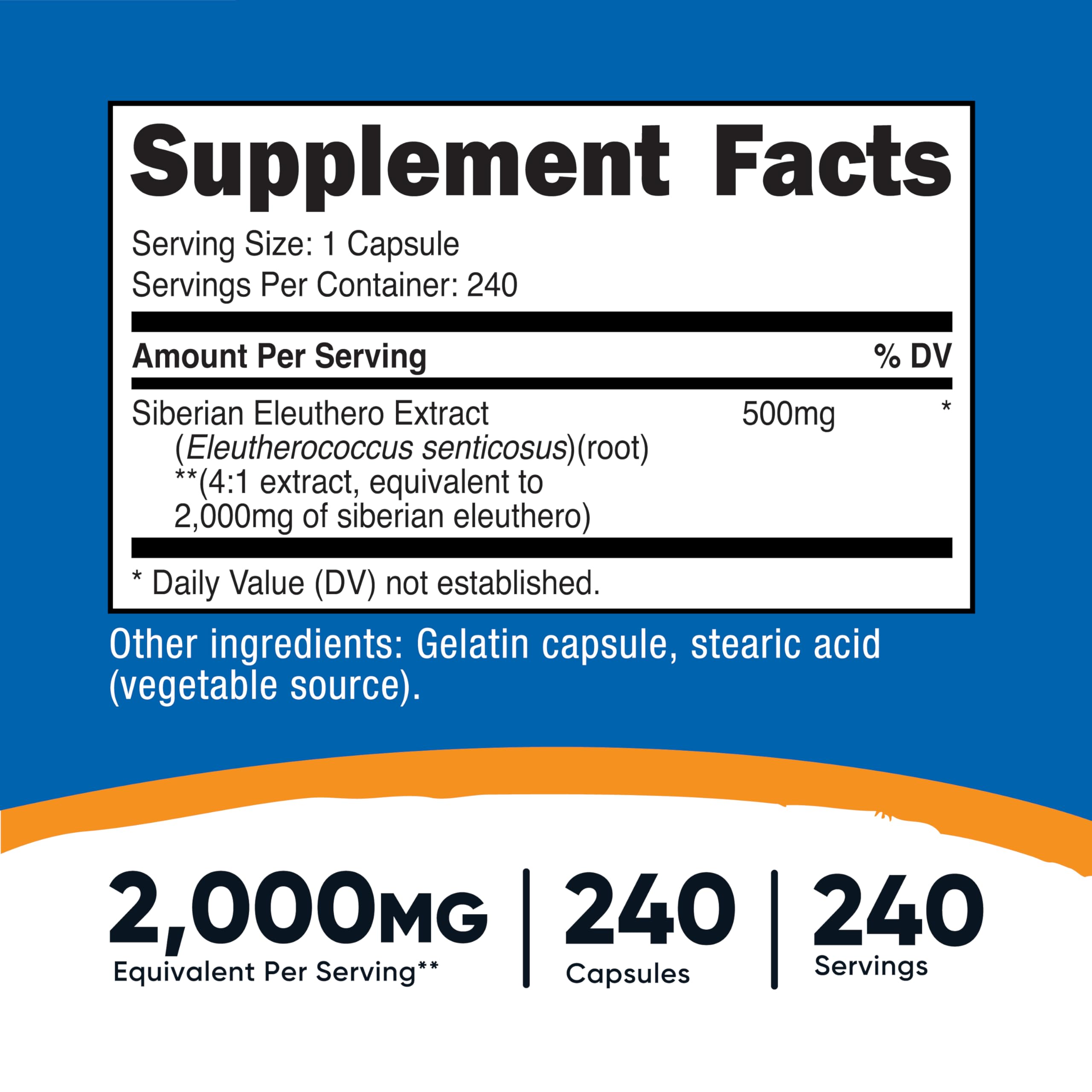Nutricost Eleuthero supplement capsule close-up
