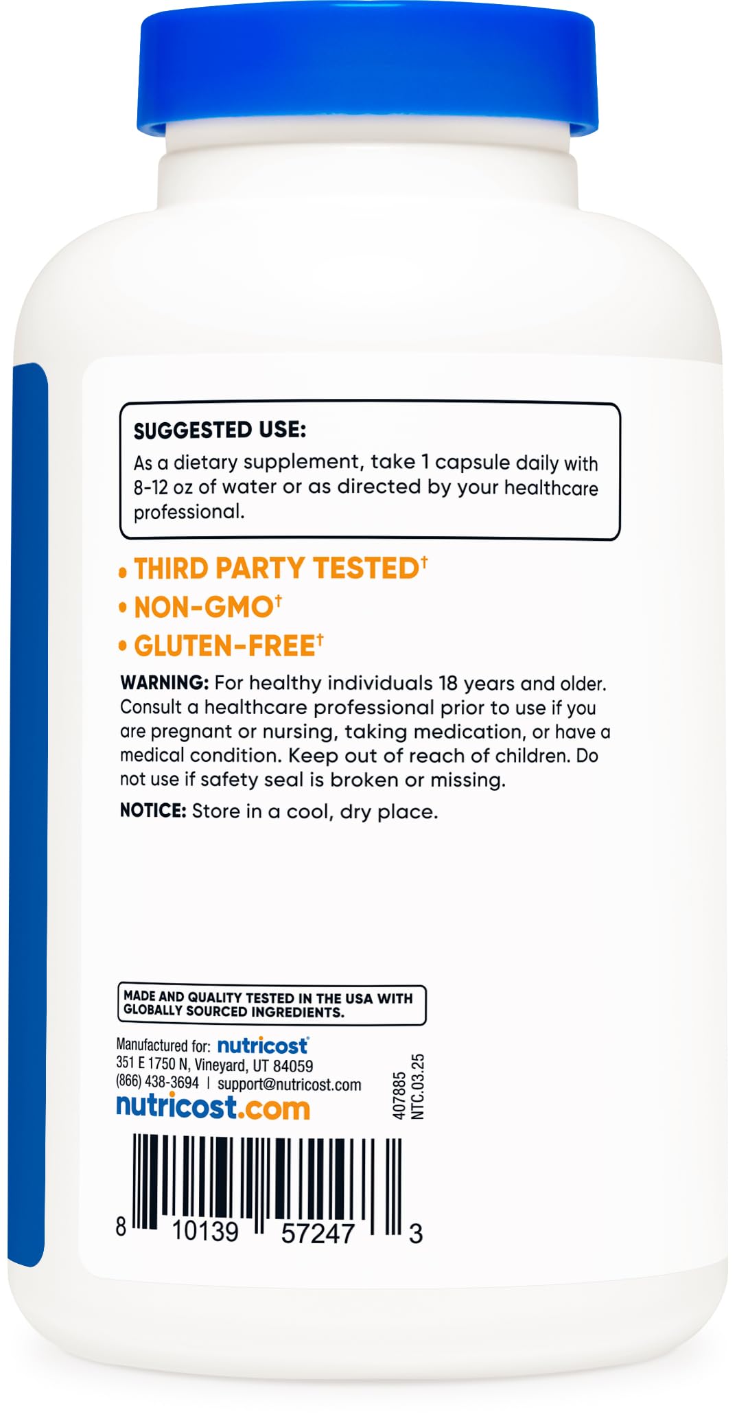 Nutricost Eleuthero supplement label details
