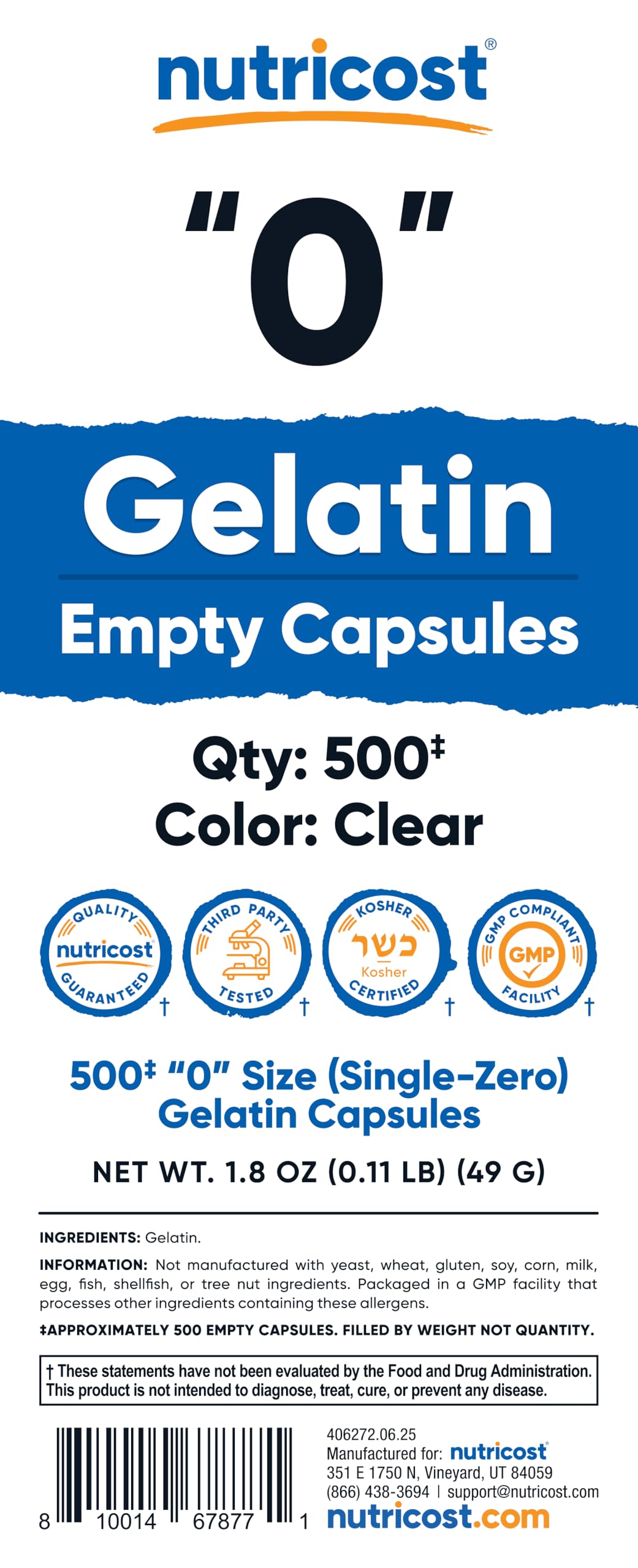 Nutricost Empty Gelatin Capsules with measuring spoon