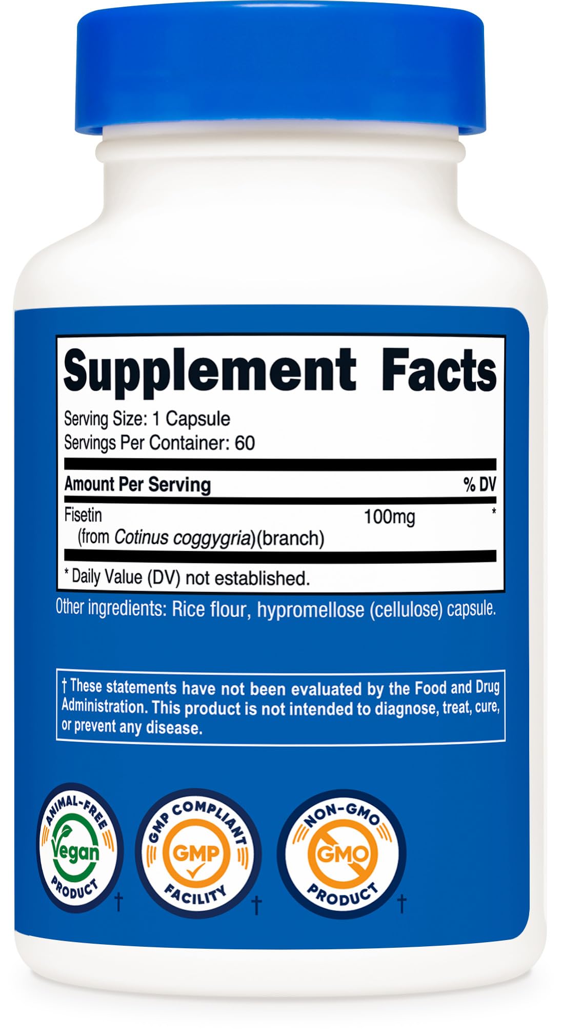 Nutricost Fisetin Capsules 100mg with a measuring spoon